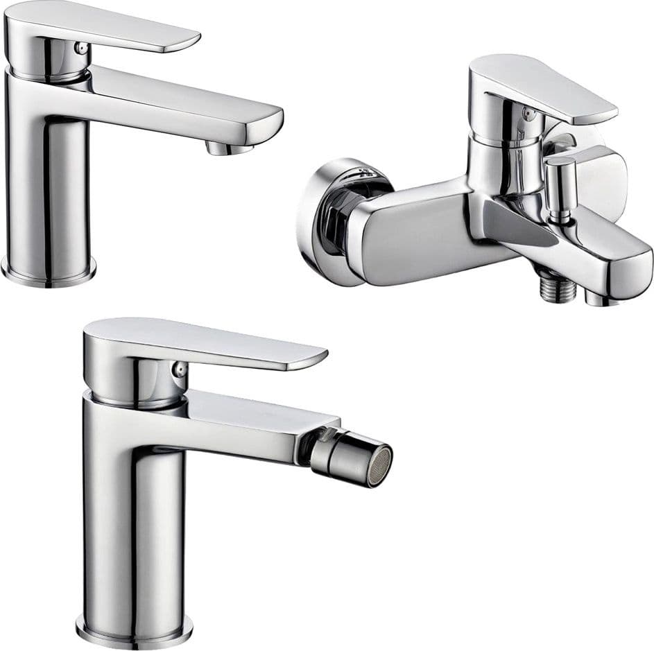 Miscelatore Rubinetto Bidet Cromato + Miscelatore Rubinetto Lavabo Cromato + Miscelatore Esterno Vasca Con Deviatore Fai da te/Attrezzature per cucine e bagni/Attrezzature per bagni/Rubinetti per lavandini bagno Ogomondo - Martina Franca, Commerciovirtuoso.it