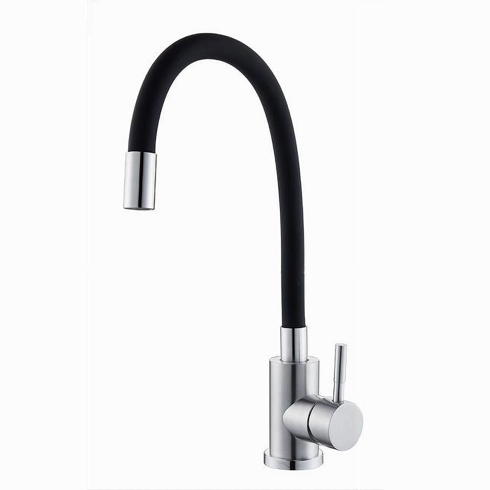 MISCELATORE RUBINETTO LAVELLO CUCINA CANNA FLESSIBILE NERO ACCIAIO SATINATO 52687