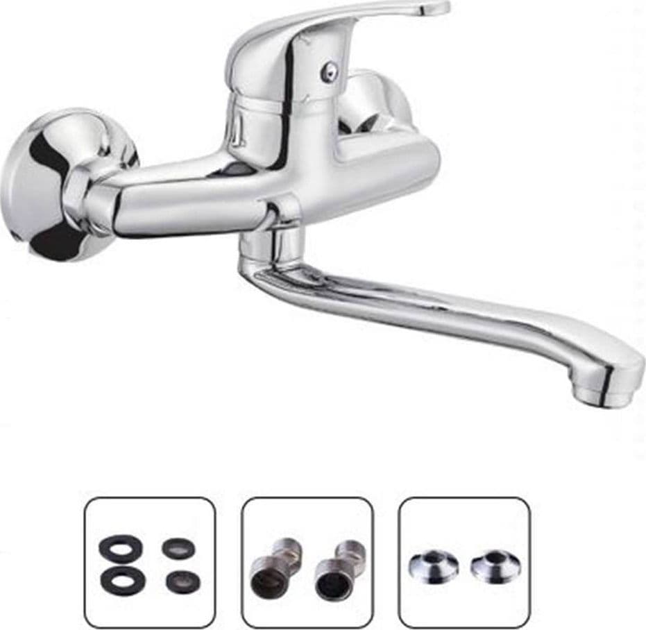 Miscelatore-Rubinetto-Monocomando-Lavello-Cucina-Canna-Alta-Cromato-Muro-69139