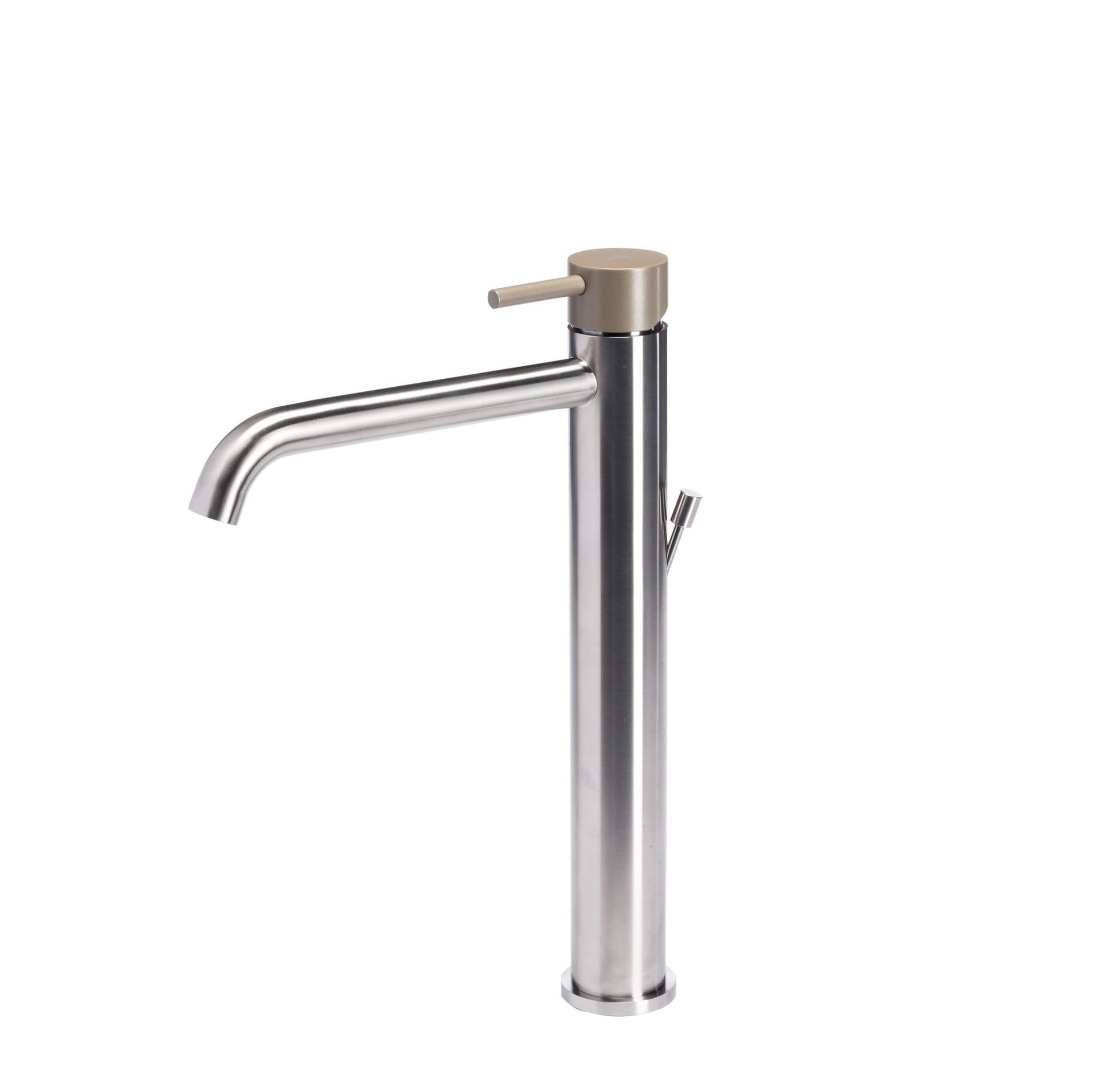 Miscelatore-versione-alta-per-lavabo-con-scarico-e-maniglia-colorata-di-Tubico