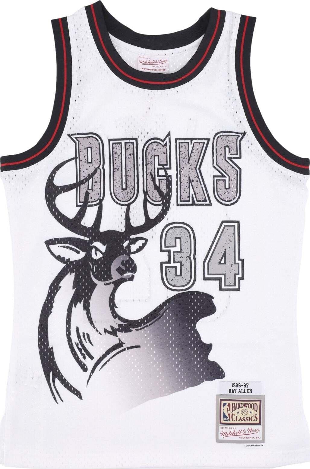 MITCHELL & NESS Canotta Basket Uomo Nba Cracked Cement Swingman Jersey No 34 Ray Allen Milbuc White