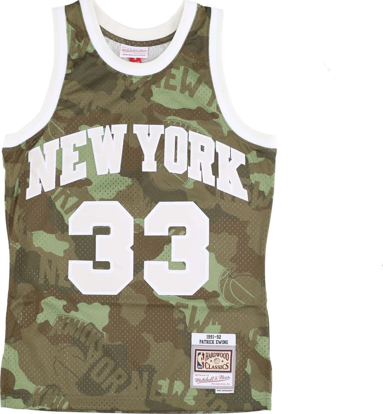 MITCHELL & NESS Canotta Basket Uomo Nba Ghost Green Camo Swingman Jersey Hardwood Classics No 33 Patrick Ewing 1991-92 Neykni Camo/green