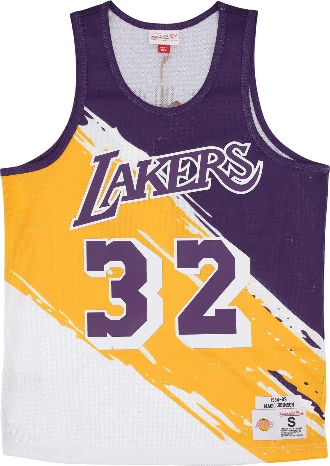 MITCHELL-&-NESS-Canotta-Basket-Uomo-Nba-Paint-Brush-Mesh-Tank-No-32-Magic-Johnson-Loslak-Multi/white-da-uomo