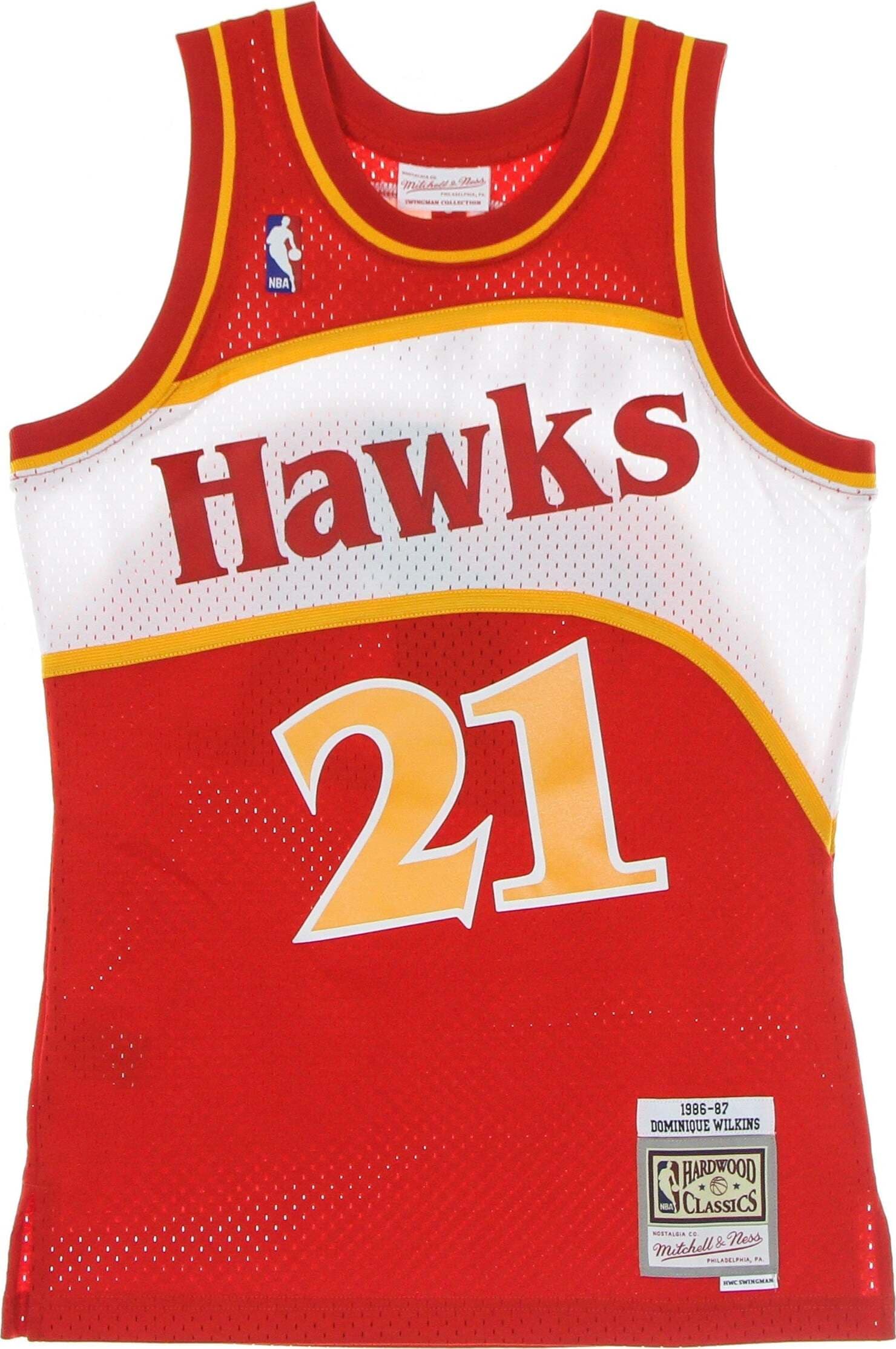 MITCHELL-&-NESS-Canotta-Basket-Uomo-Nba-Swingman-Jersey-Hardwood-Classics-No-21-Dominique-Wilkins-1986-87-Atlhaw-Road-Scarlet-da-uomo