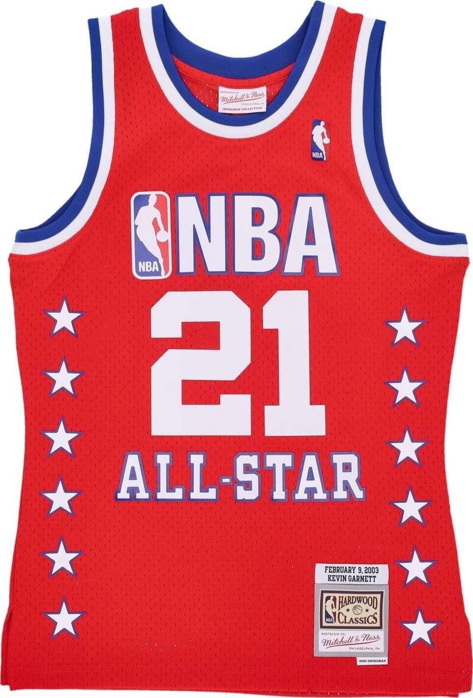 MITCHELL-&-NESS-Canotta-Basket-Uomo-Nba-Swingman-Jersey-Hardwood-Classics-No-21-Kevin-Garnett-Team-West-Red-da-uomo