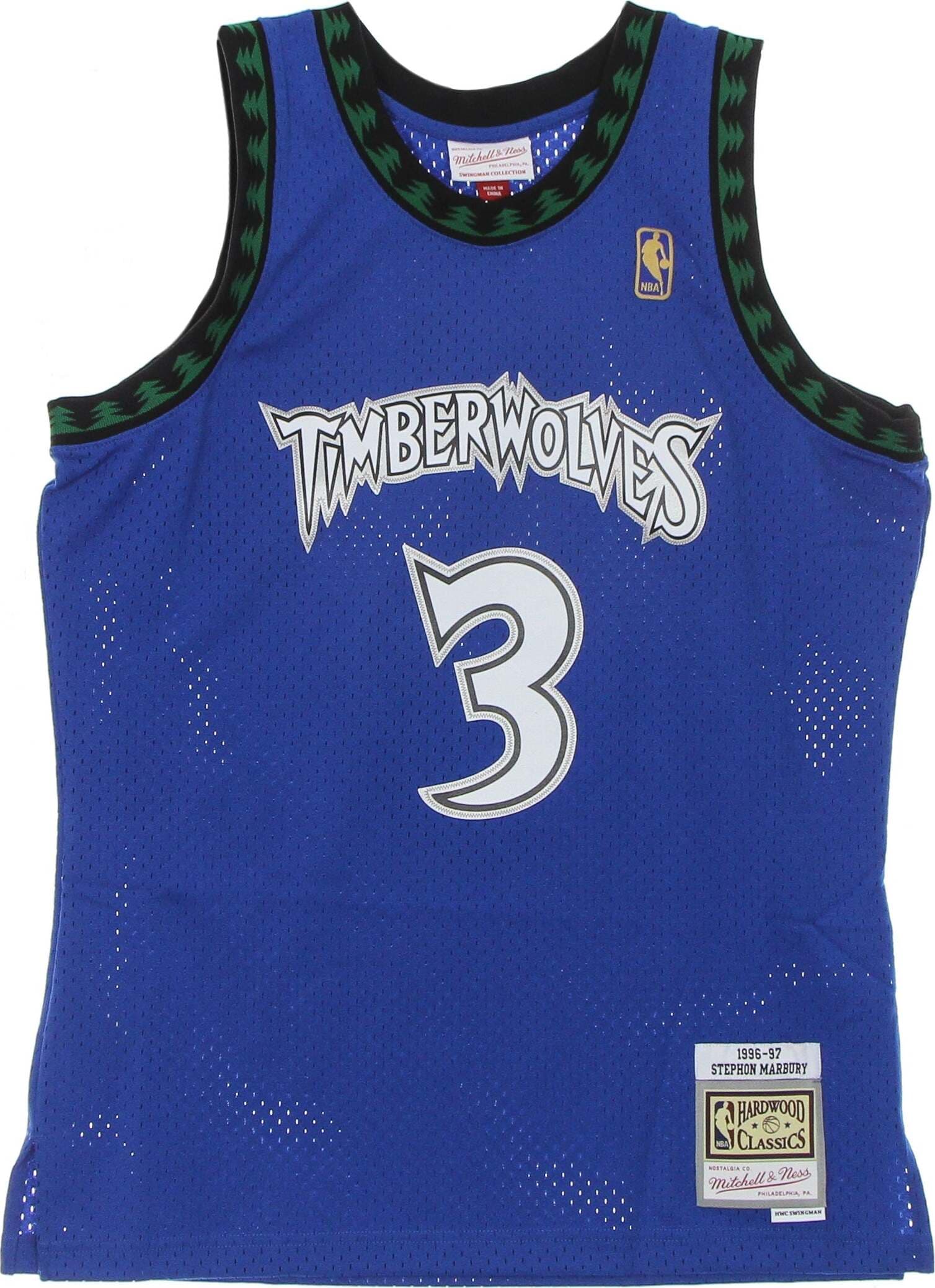 MITCHELL & NESS Canotta Basket Uomo Nba Swingman Jersey Hardwood Classics No 3 Stephon Marbury 1996-97 Mintim Blue