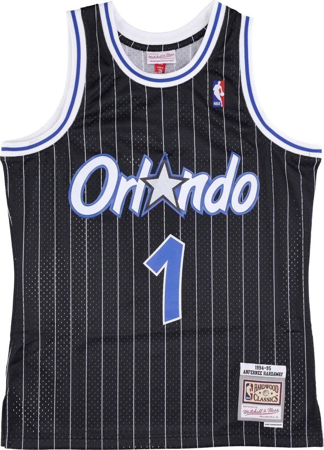 MITCHELL & NESS Canotta Basket Uomo Nba Swingman Jersey Hardwood Classics No.1 Anfernee Hardaway 1994-95 Orlmag Road Original Team Colors