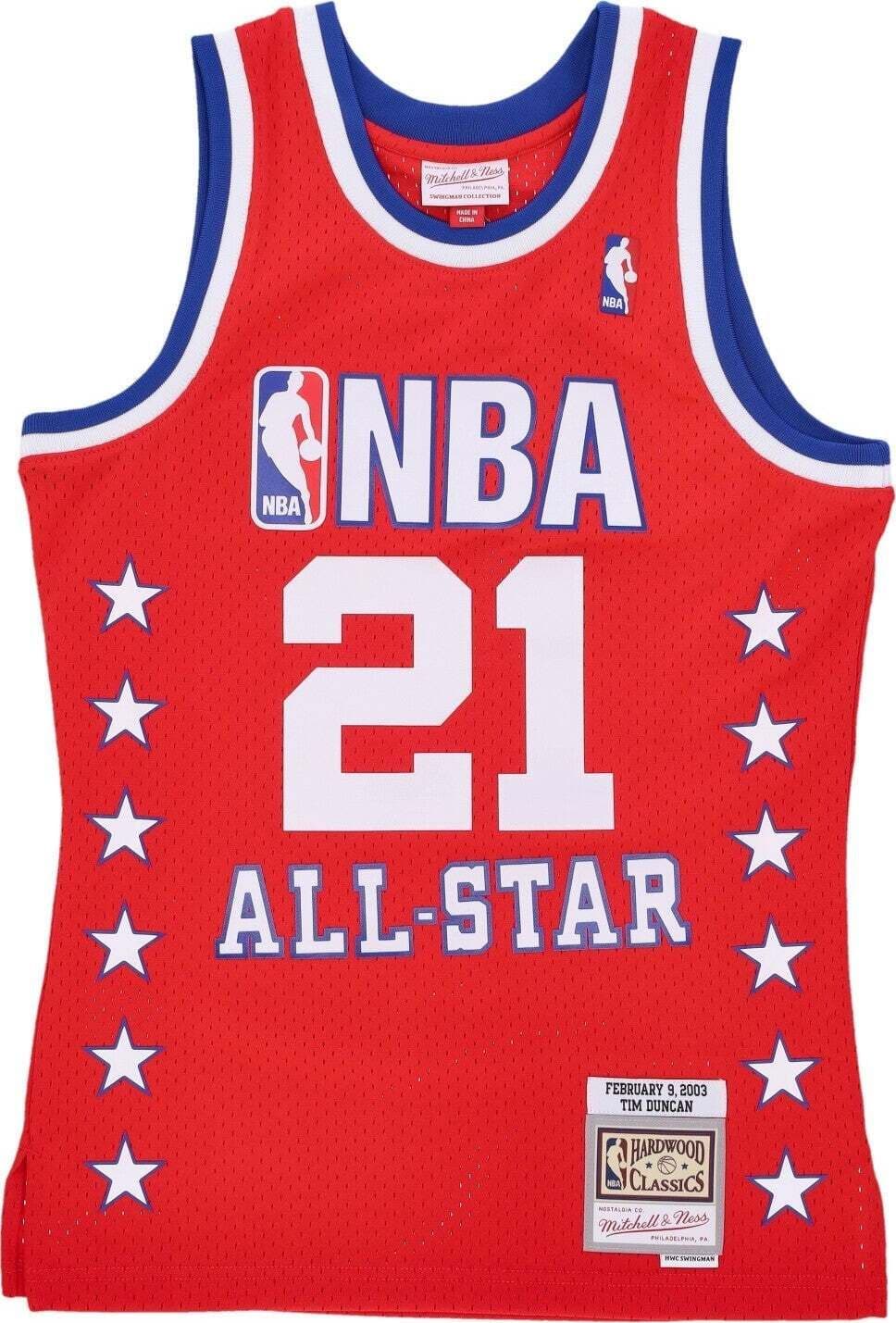 MITCHELL-&-NESS-Canotta-Basket-Uomo-Nba-Swingman-Jersey-No-21-Tim-Duncan-Team-West-Red-da-uomo