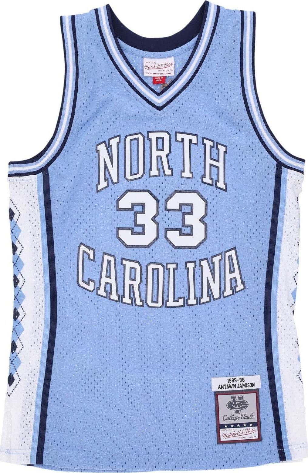 MITCHELL-&-NESS-Canotta-Basket-Uomo-Ncaa-Swingman-Jersey-No-00-Player-Name-Unchee-Light-Blue-da-uomo