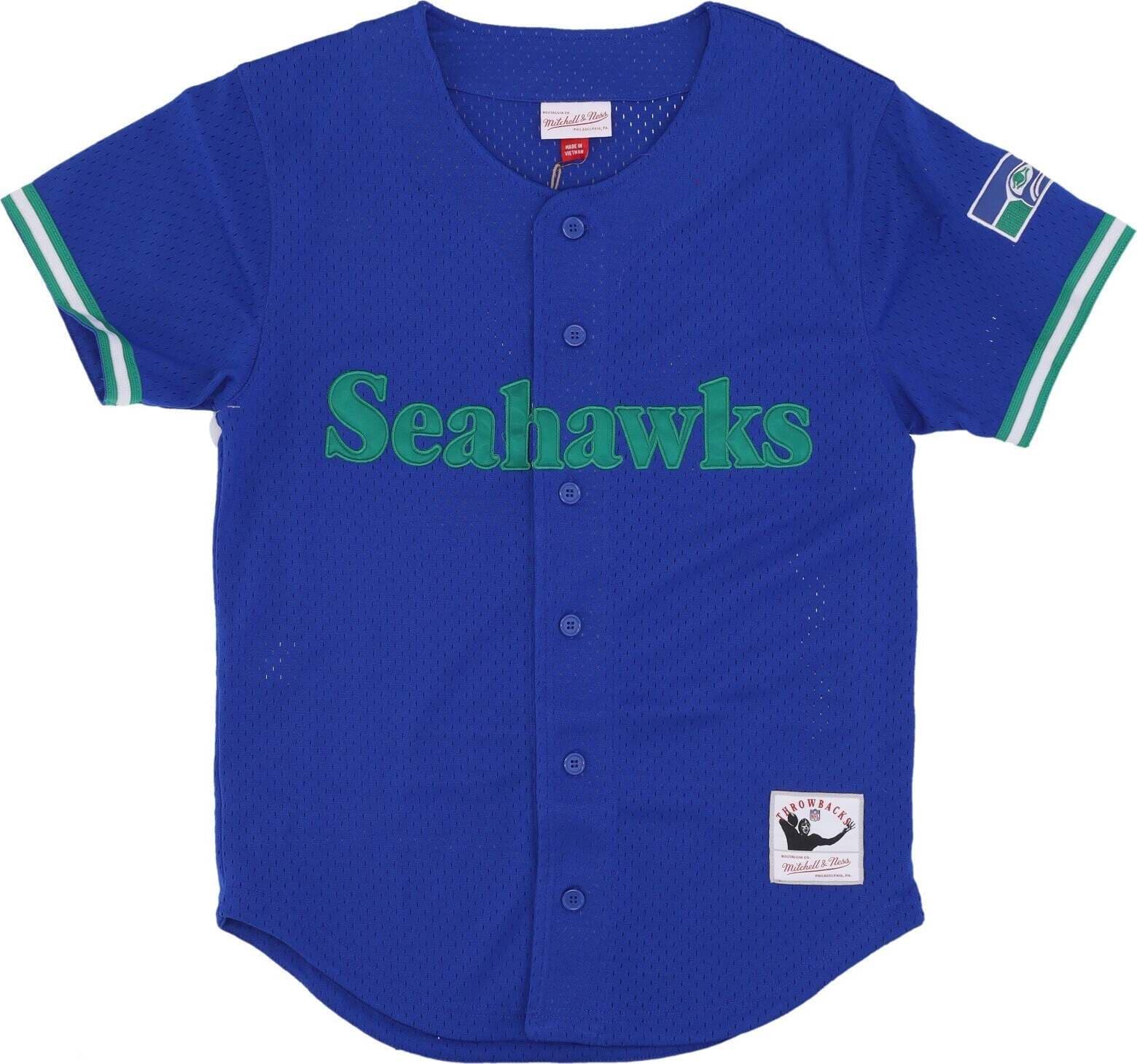 MITCHELL-&-NESS-Casacca-Bottoni-Uomo-Nfl-On-the-Clock-Mesh-Button-Front-Seasea-Blue-da-uomo