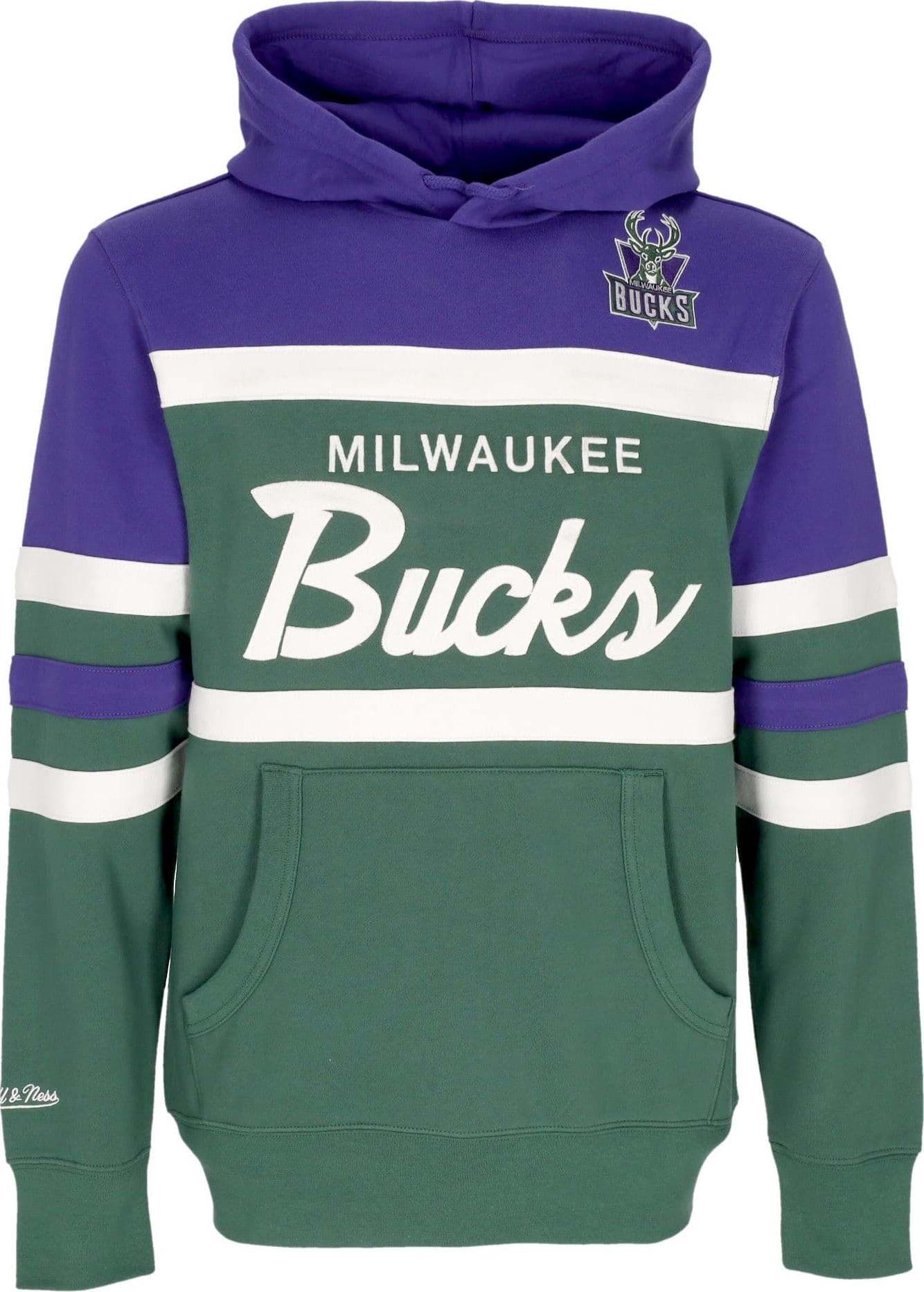 MITCHELL-&-NESS-Felpa-Cappuccio-Uomo-Nba-Head-Coach-Hoodie-Milbuc-Original-Team-Colors-da-uomo