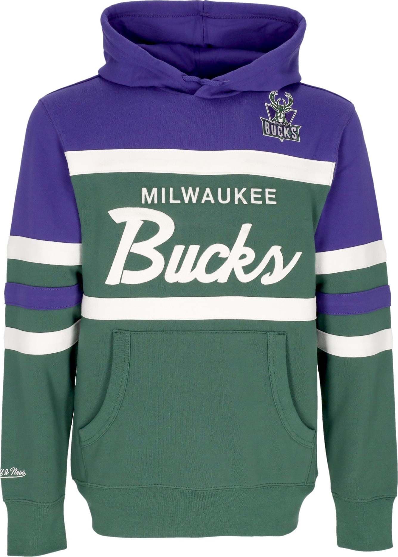MITCHELL-&-NESS-Felpa-Cappuccio-Uomo-Nba-Head-Coach-Hoodie-Milbuc-Original-Team-Colors-da-uomo