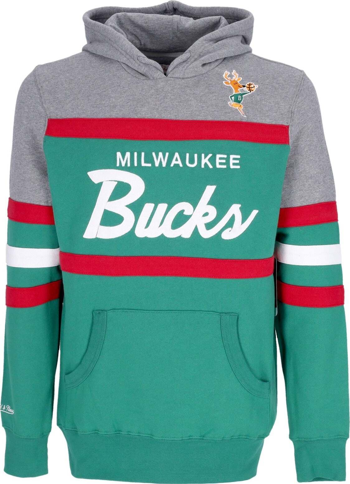 MITCHELL-&-NESS-Felpa-Cappuccio-Uomo-Nba-Headcoach-Hoodie-Hardwood-Classics-Milbuc-Dark-Green-da-uomo