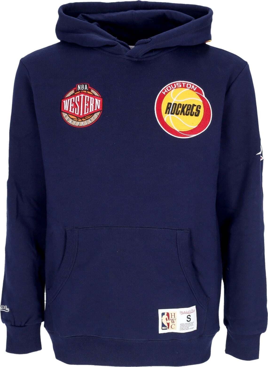 MITCHELL-&-NESS-Felpa-Cappuccio-Uomo-Nba-Hometown-Fleece-Hoodie-Houroc-Navy-da-uomo