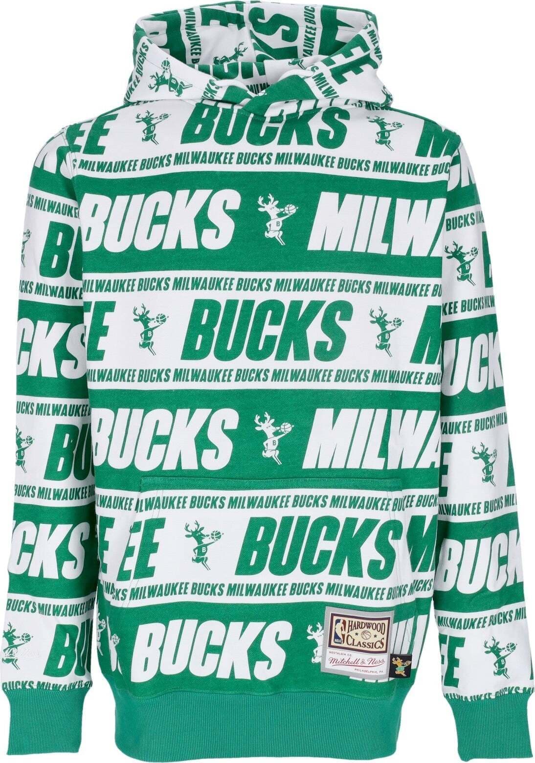 MITCHELL-&-NESS-Felpa-Cappuccio-Uomo-Nba-Teamwrap-Hoodie-Hardwood-Classics-Milbuc-Green-da-uomo