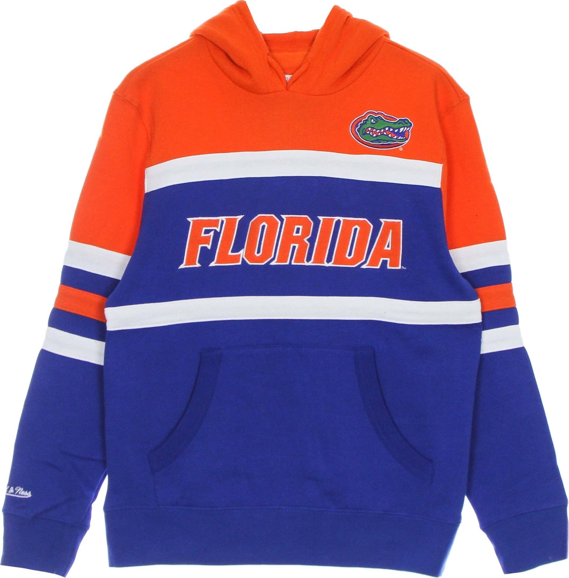 MITCHELL & NESS Felpa Cappuccio Uomo Ncaa Head Coach Hoodie Flogat Royal/orange