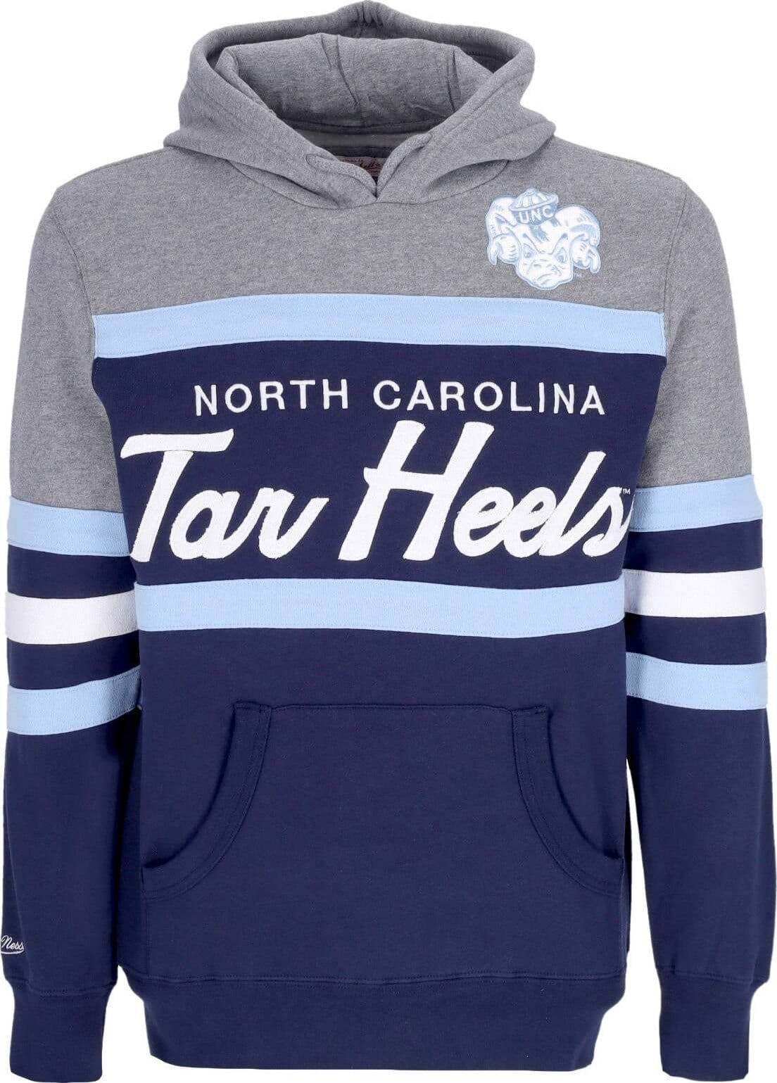 MITCHELL-&-NESS-Felpa-Cappuccio-Uomo-Ncaa-Headcoach-Hoodie-Unchee-Navy-da-uomo