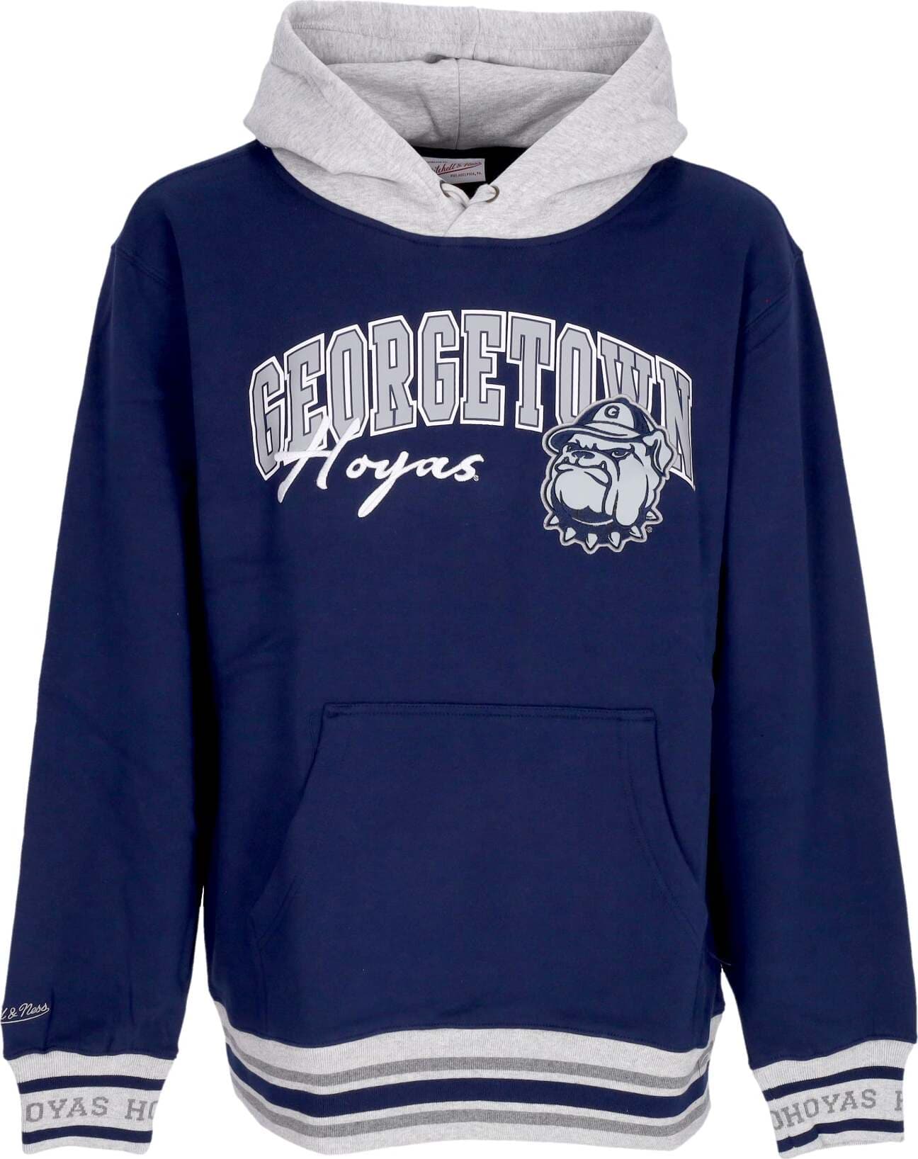 MITCHELL-&-NESS-Felpa-Cappuccio-Uomo-Ncaa-Premium-Fleece-Vintage-Logo-Hoodie-Geohoy-Navy-da-uomo