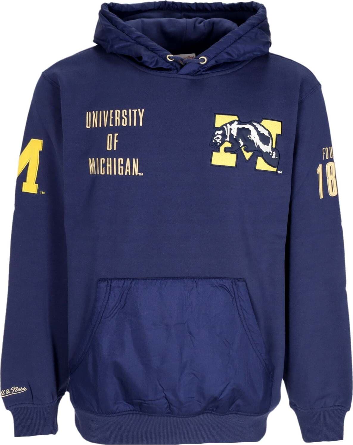 MITCHELL & NESS Felpa Cappuccio Uomo Ncaa Team Og 2.0 Fleece Hoodie Vintage Logo Micwol Original Team Colors