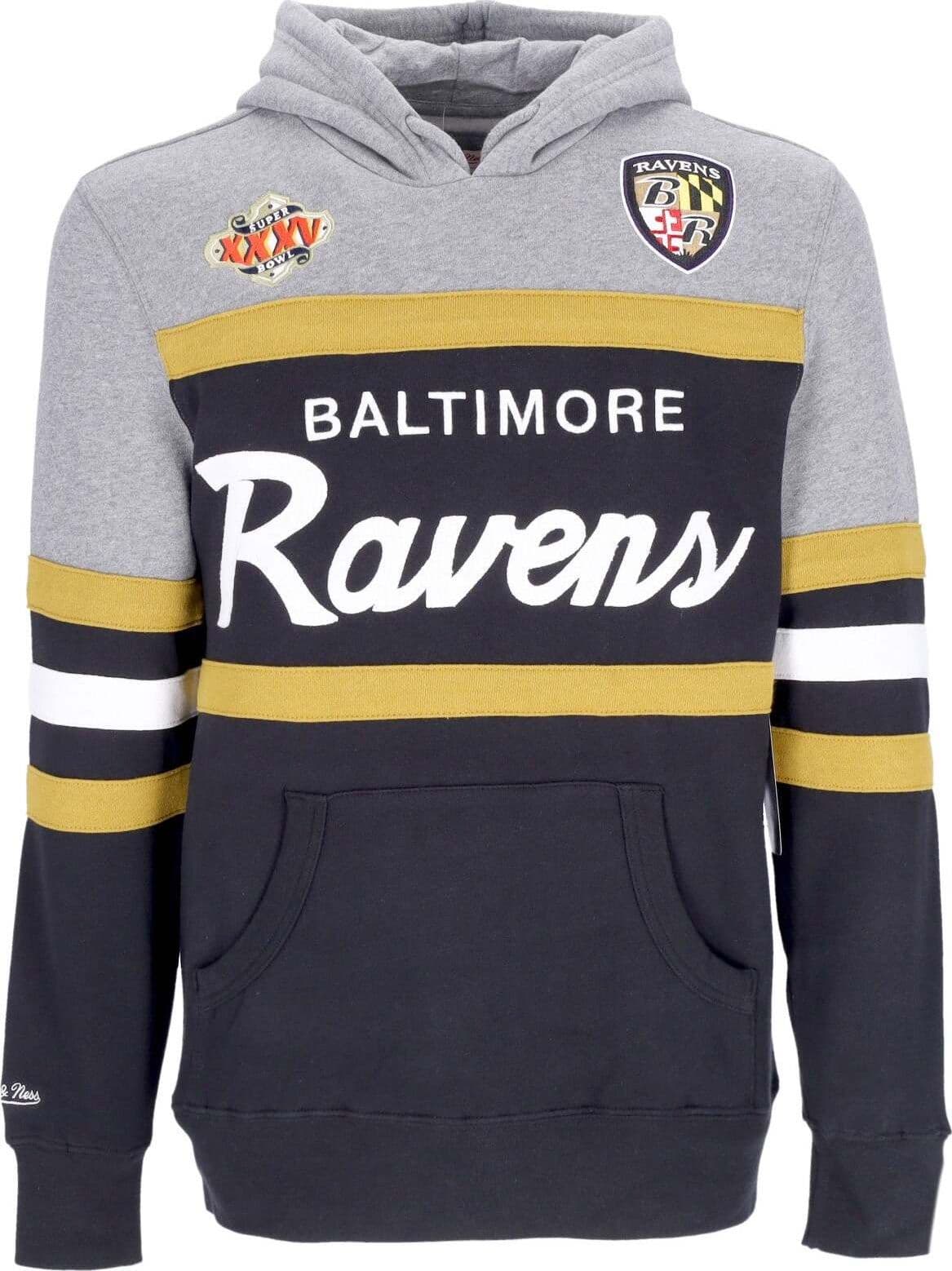 MITCHELL-&-NESS-Felpa-Cappuccio-Uomo-Nfl-Headcoach-Hoodie-Balrav-Black-da-uomo