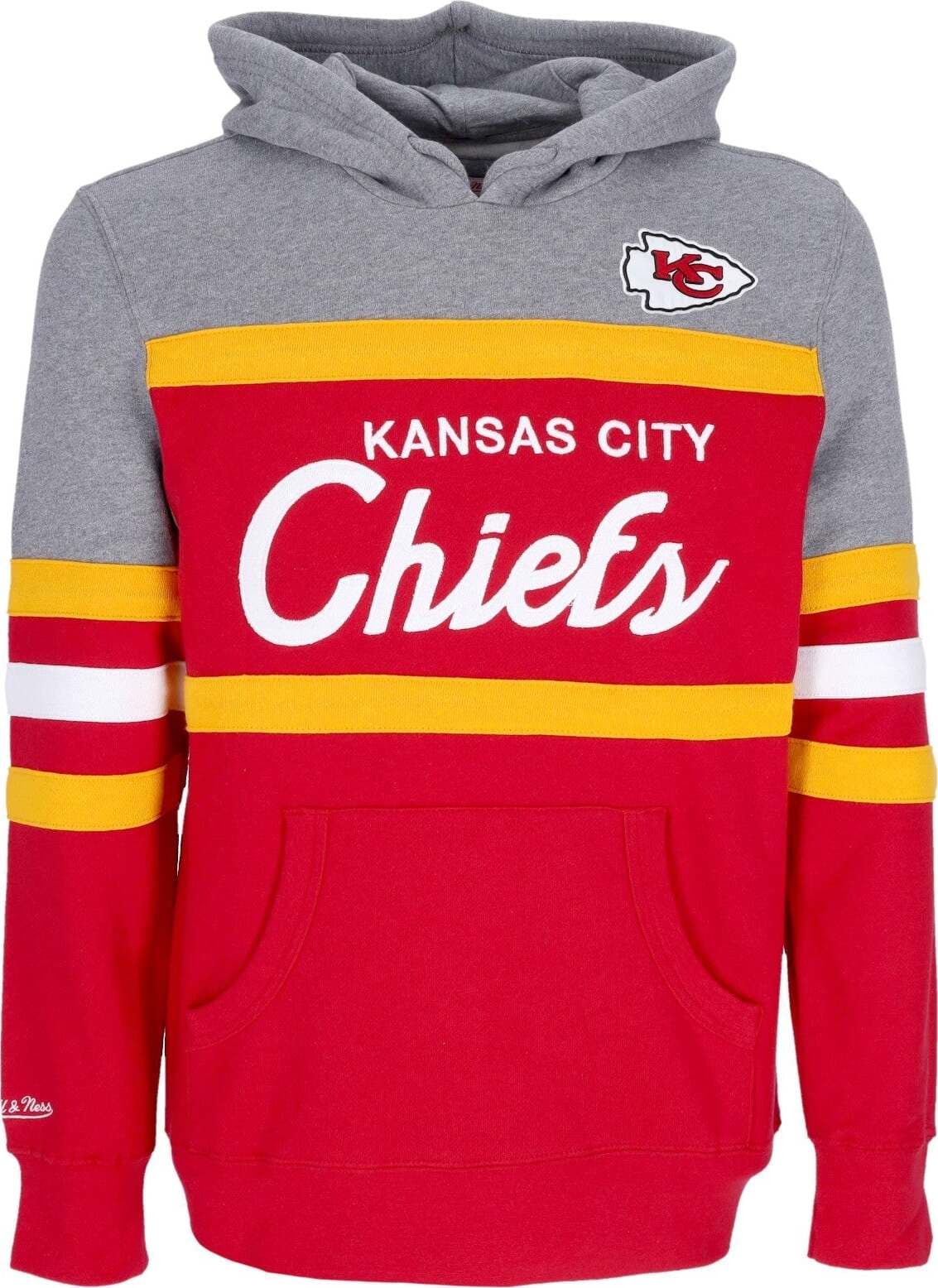 MITCHELL-&-NESS-Felpa-Cappuccio-Uomo-Nfl-Headcoach-Hoodie-Kanchi-Scarlet-da-uomo