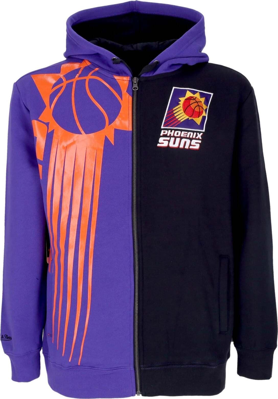 MITCHELL-&-NESS-Felpa-Cappuccio-Zip-Uomo-Nba-Full-Zip-Fleece-2.0-Phosun-Black-da-uomo