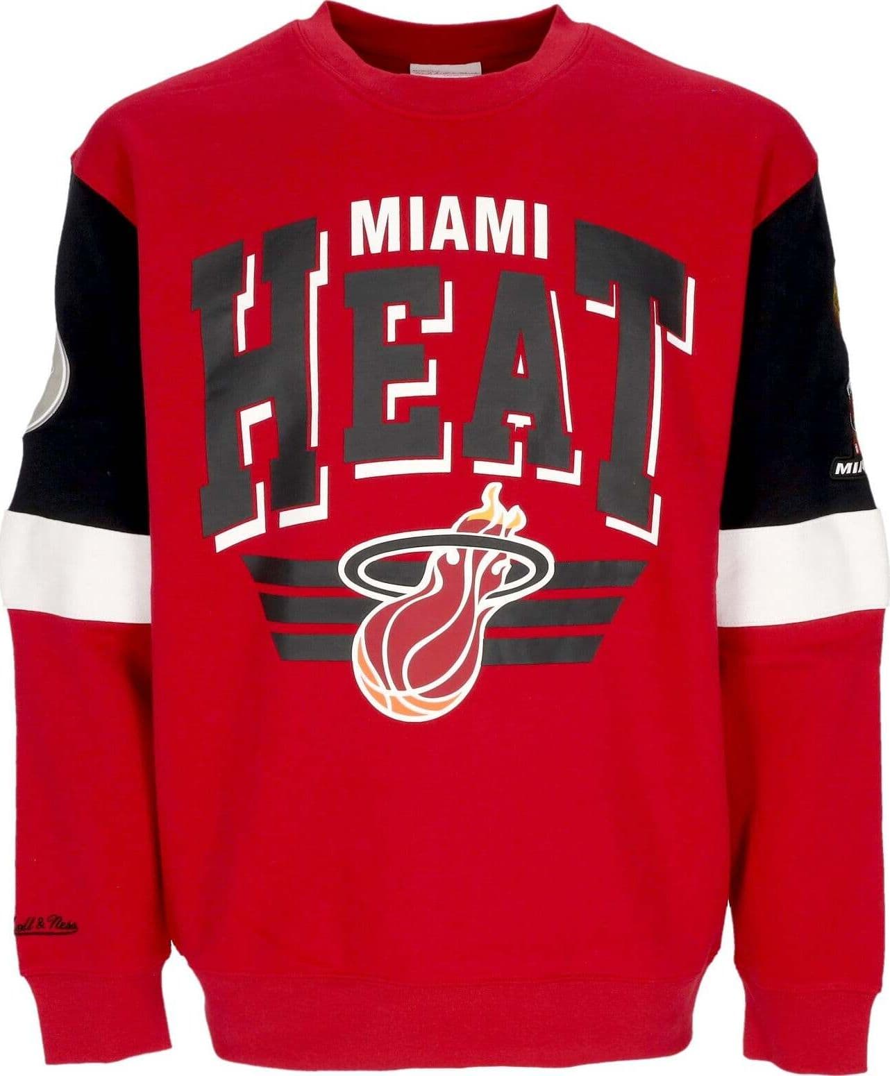 MITCHELL-&-NESS-Felpa-Girocollo-Uomo-Nba-All-Over-Crew-3.0-Miahea-Original-Team-Colors-da-uomo