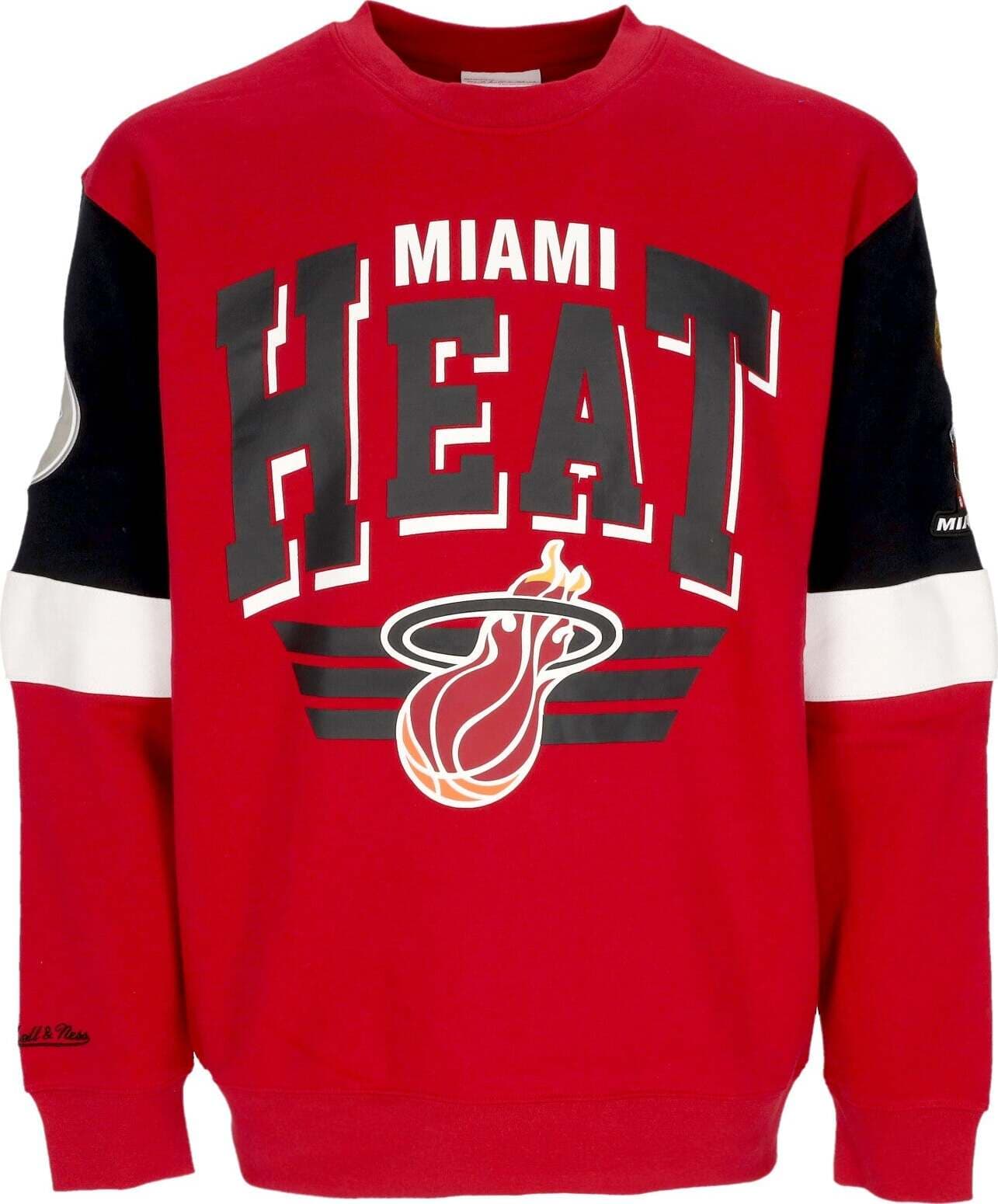 MITCHELL-&-NESS-Felpa-Girocollo-Uomo-Nba-All-Over-Crew-3.0-Miahea-Original-Team-Colors-da-uomo