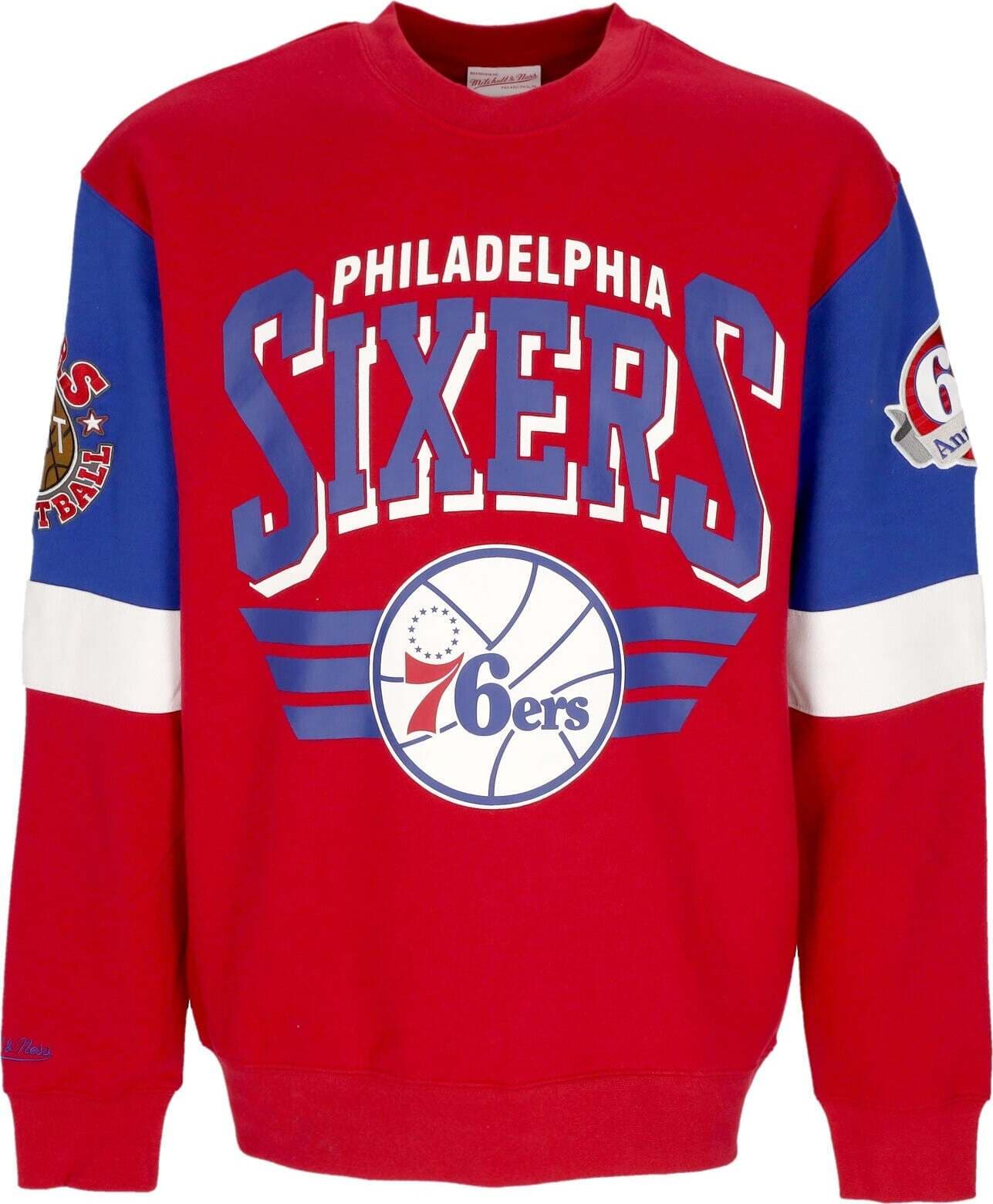 MITCHELL-&-NESS-Felpa-Girocollo-Uomo-Nba-All-Over-Crew-3.0-Phi76e-Original-Team-Colors-da-uomo