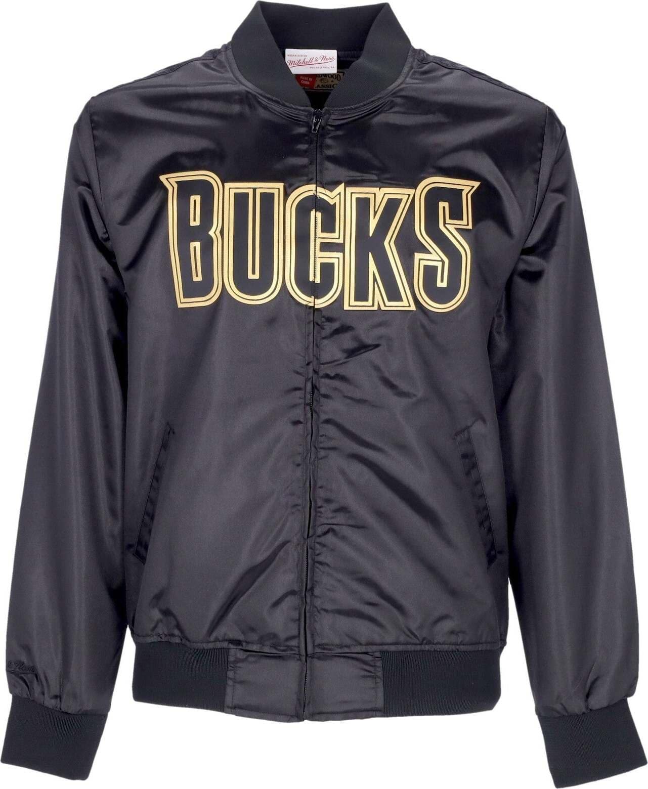 MITCHELL-&-NESS-Giacchetta-Uomo-Nba-Big-Face-4.0-Satin-Jacket-Hardwood-Classics-Milbuc-Black/original-Team-Colors-da-uomo