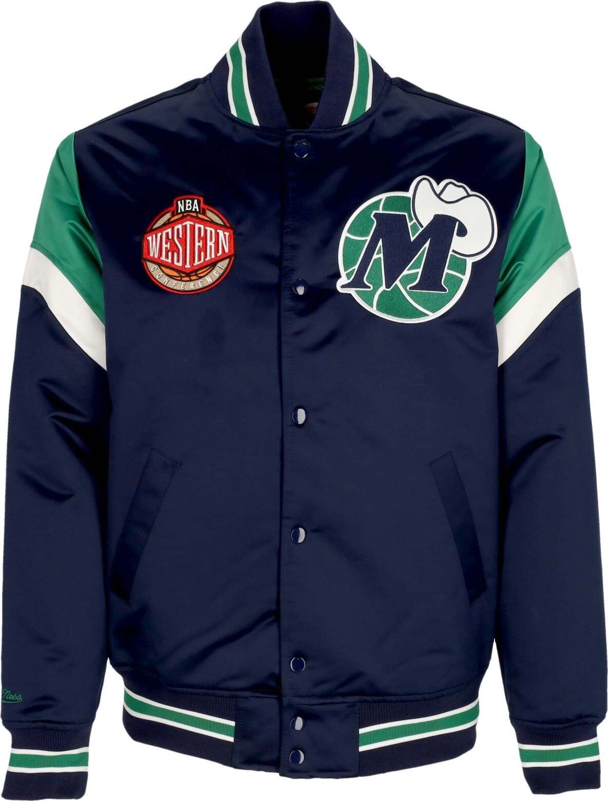 MITCHELL-&-NESS-Giubbotto-Bomber-Uomo-Nba-Heavyweight-Satin-Jacket-Dalmav-Original-Team-Colors-da-uomo