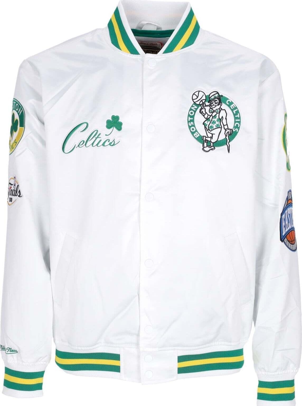 MITCHELL-&-NESS-Giubbotto-Bomber-Uomo-Nba-Hometown-Lw-Satin-Jacket-Hardwood-Classics-Boscel-White-da-uomo