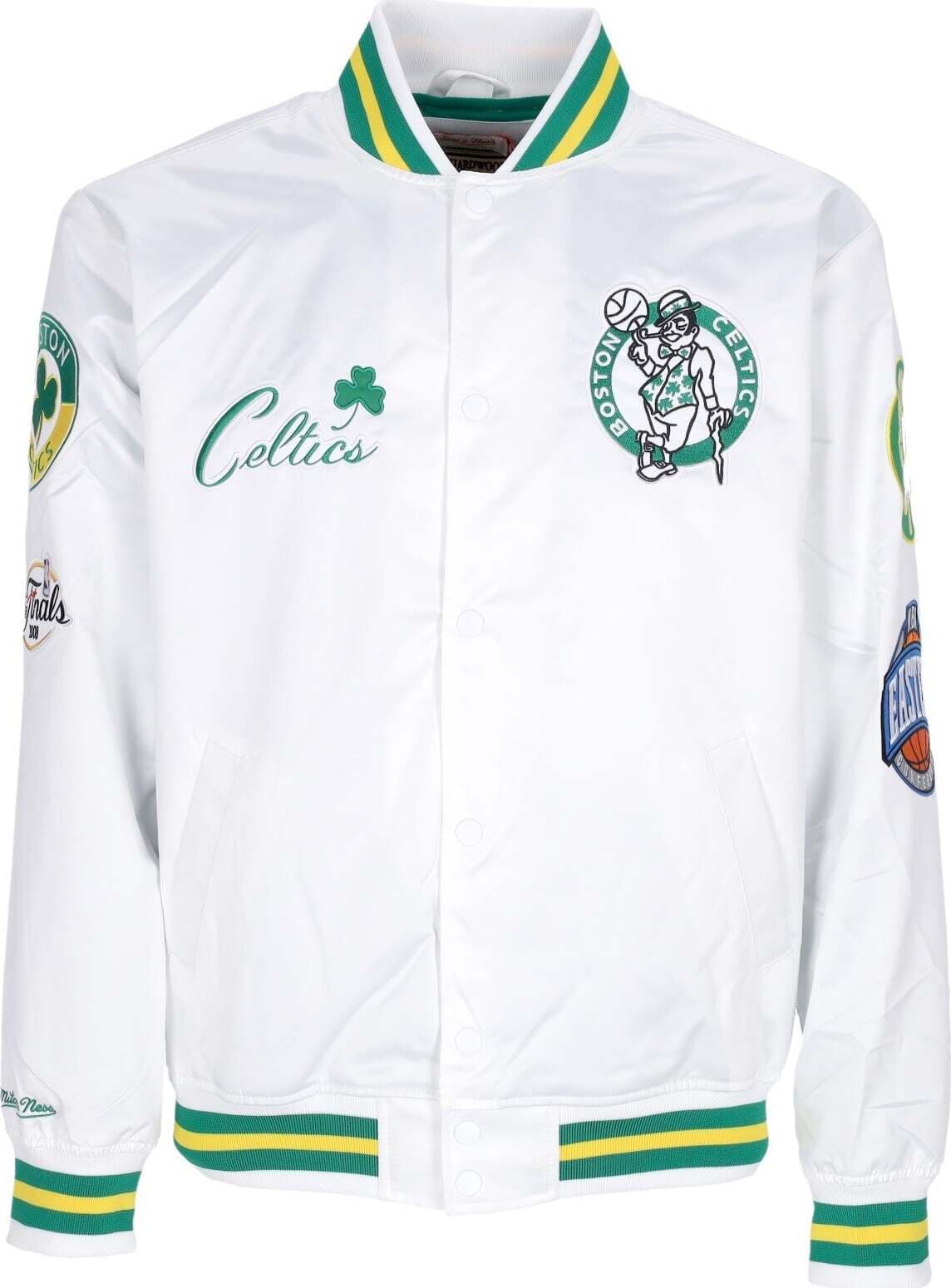 MITCHELL-&-NESS-Giubbotto-Bomber-Uomo-Nba-Hometown-Lw-Satin-Jacket-Hardwood-Classics-Boscel-White-da-uomo