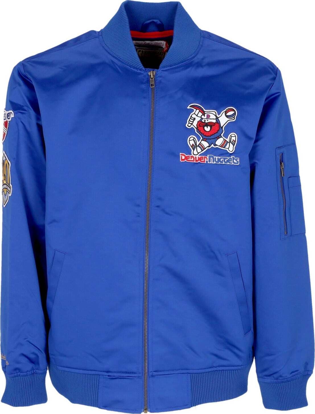 MITCHELL-&-NESS-Giubbotto-Bomber-Uomo-Nba-Lightweight-Satin-Bomber-Dennug-Original-Team-Colors-da-uomo