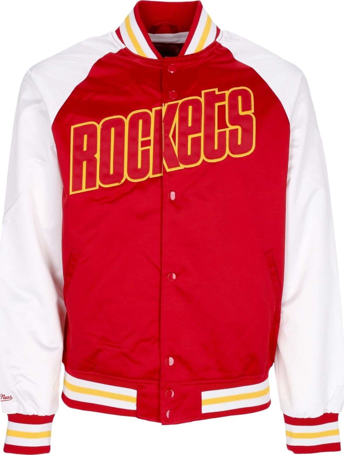 MITCHELL-&-NESS-Giubbotto-Bomber-Uomo-Nba-Primetime-Lw-Satin-Jacket-Hardwood-Classics-Houroc-Scarlet-da-uomo