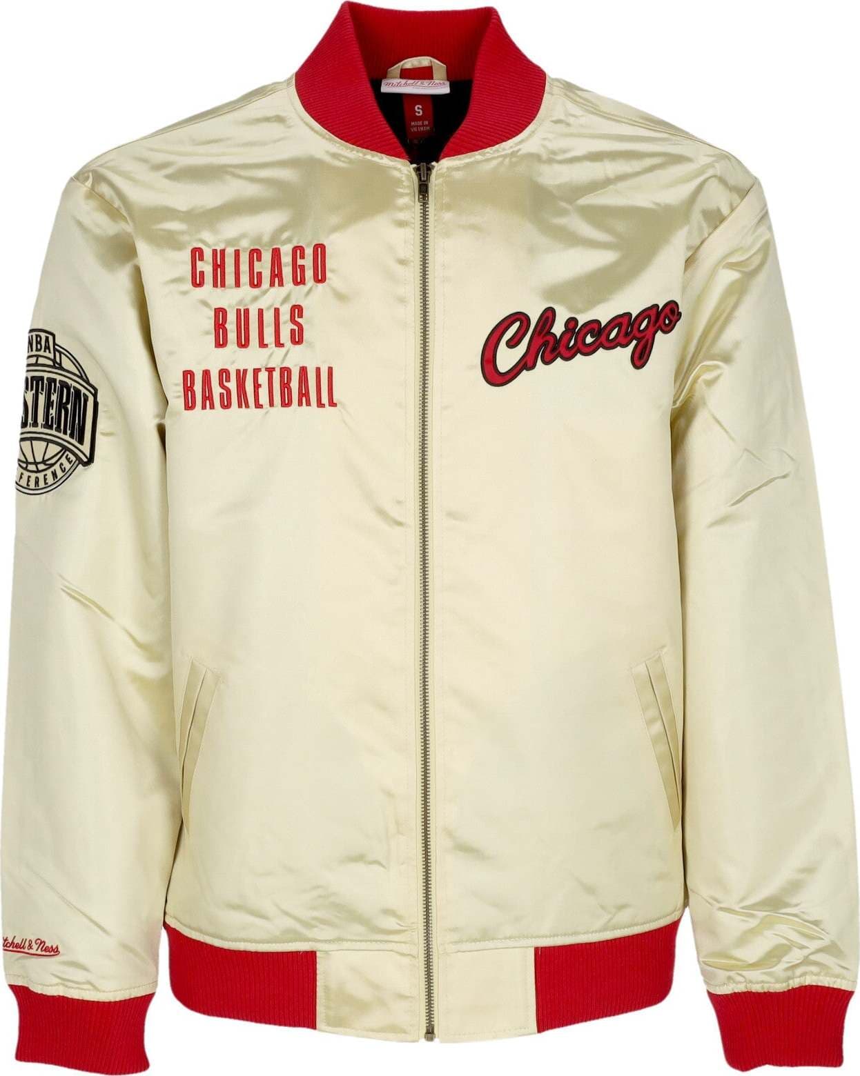 MITCHELL-&-NESS-Giubbotto-Bomber-Uomo-Nba-Team-Og-2.0-Lightweight-Satin-Jacket-Vintage-Logo-Chibul-Gold-da-uomo