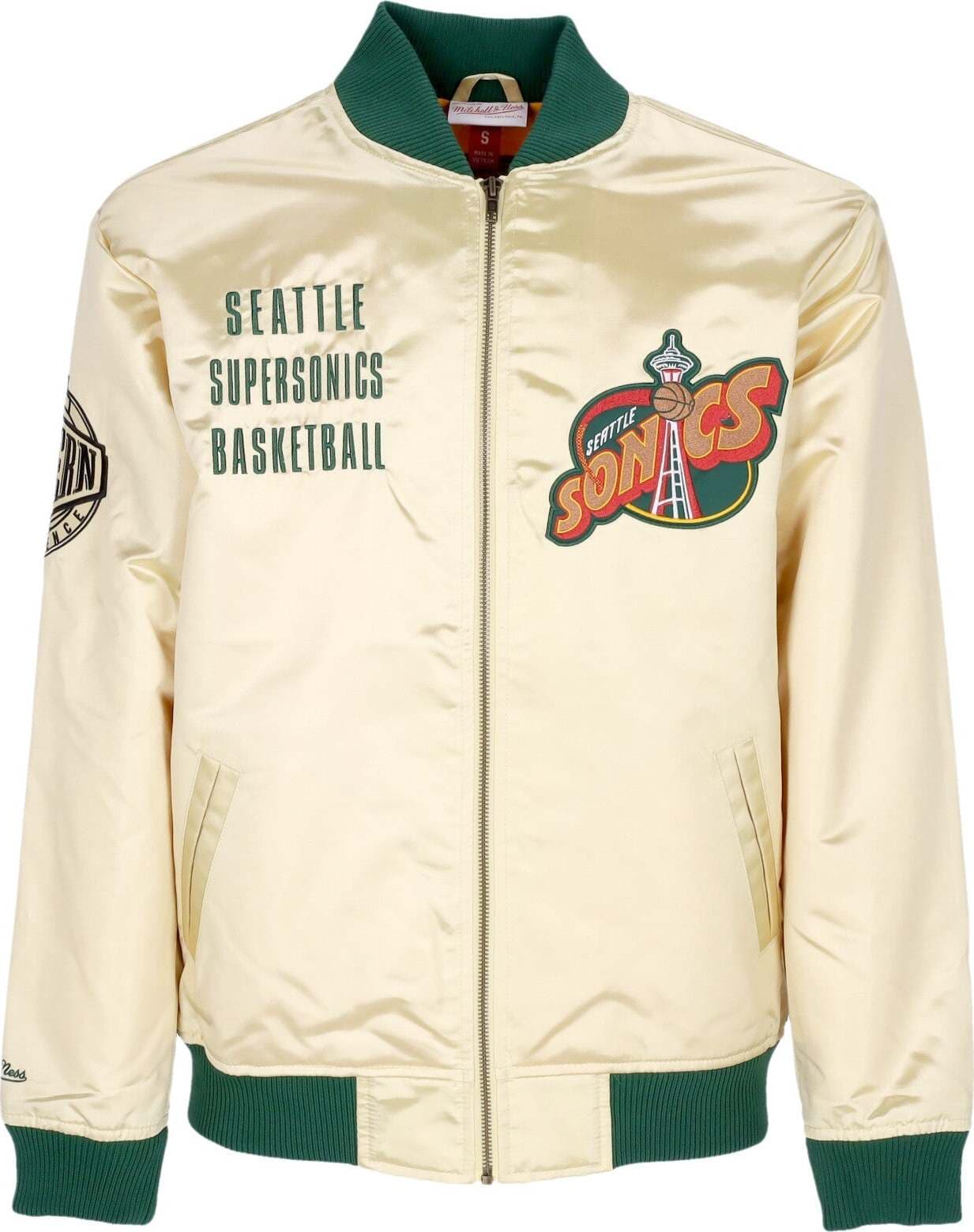 MITCHELL-&-NESS-Giubbotto-Bomber-Uomo-Nba-Team-Og-2.0-Lightweight-Satin-Jacket-Vintage-Logo-Seasup-Gold-da-uomo