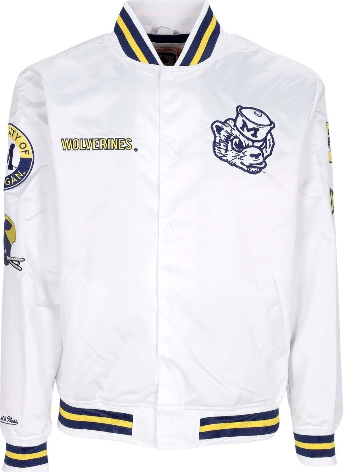 MITCHELL & NESS Giubbotto Bomber Uomo Ncaa Hometown Lw Satin Jacket Micwol White