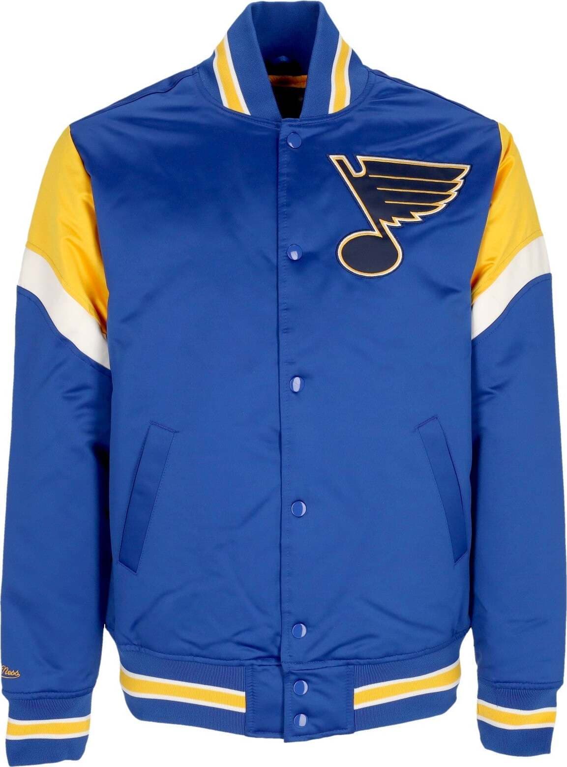 MITCHELL-&-NESS-Giubbotto-Bomber-Uomo-Nhl-Heavyweight-Satin-Jacket-Stlblu-Original-Team-Colors-da-uomo