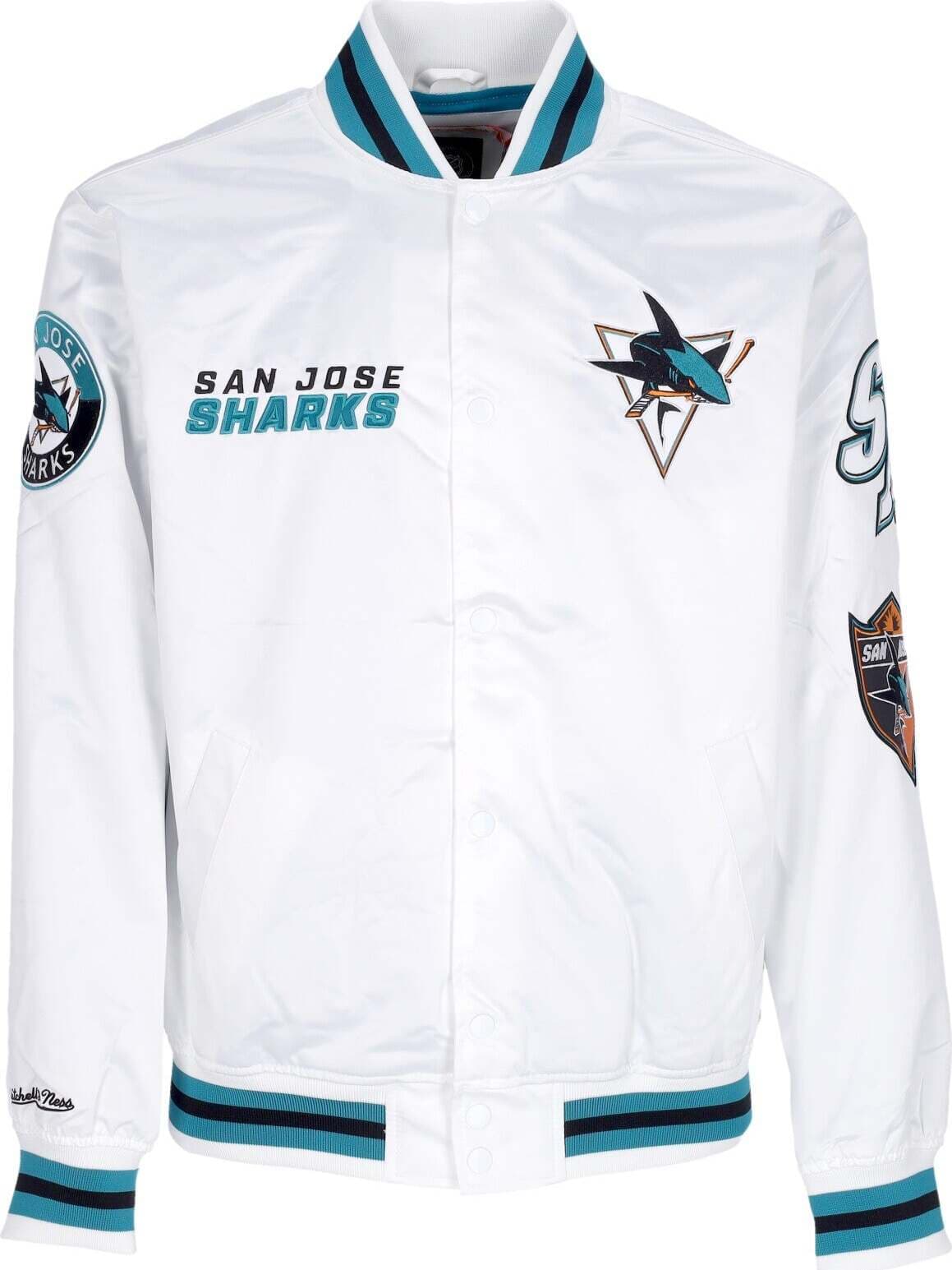 MITCHELL-&-NESS-Giubbotto-Bomber-Uomo-Nhl-Hometown-Lw-Satin-Jacket-Sajsha-White-da-uomo