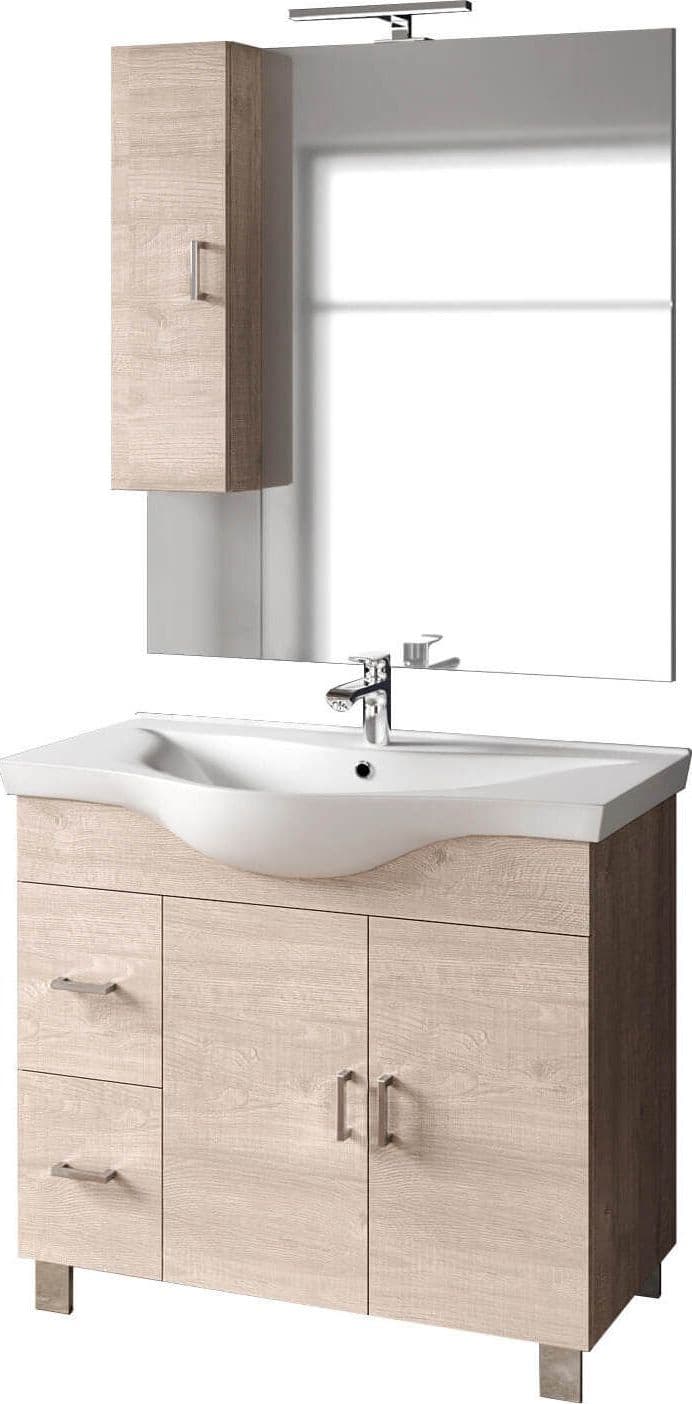 Mobile Bagno 100cm a Terra Con Due Ante Due Cassetti, Specchio con Pensile e Lampada Casa e cucina/Bagno/Mobili da bagno/Mobiletti con lavabo Shopbagno.it - Roma, Commerciovirtuoso.it