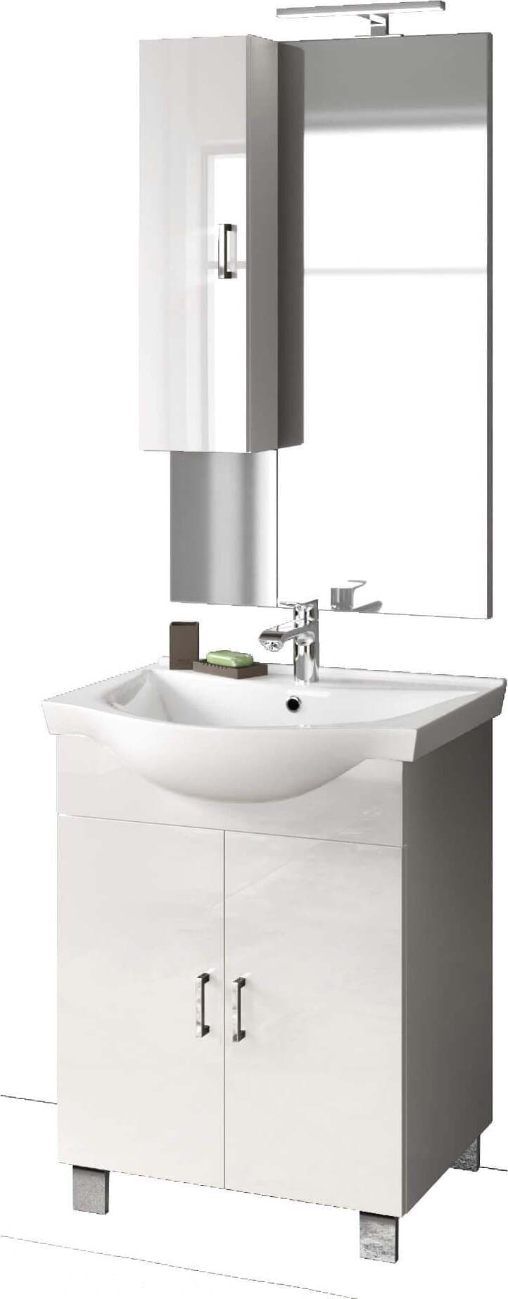 Mobile Bagno 60cm a Terra Con Due Ante, Specchio con Pensile e Lampada Casa e cucina/Bagno/Mobili da bagno/Mobiletti con lavabo Shopbagno.it - Roma, Commerciovirtuoso.it
