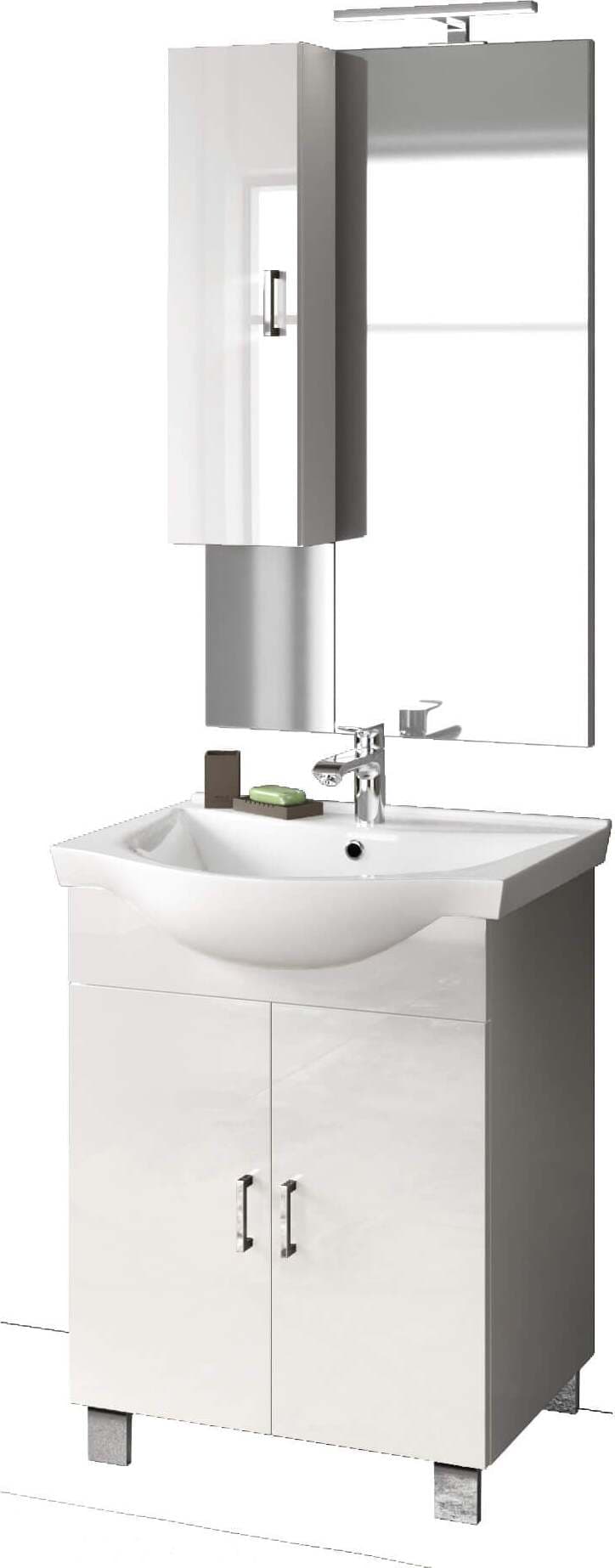 Mobile Bagno 60cm a Terra Con Due Ante, Specchio con Pensile e Lampada Casa e cucina/Bagno/Mobili da bagno/Mobiletti con lavabo Shopbagno.it - Roma, Commerciovirtuoso.it