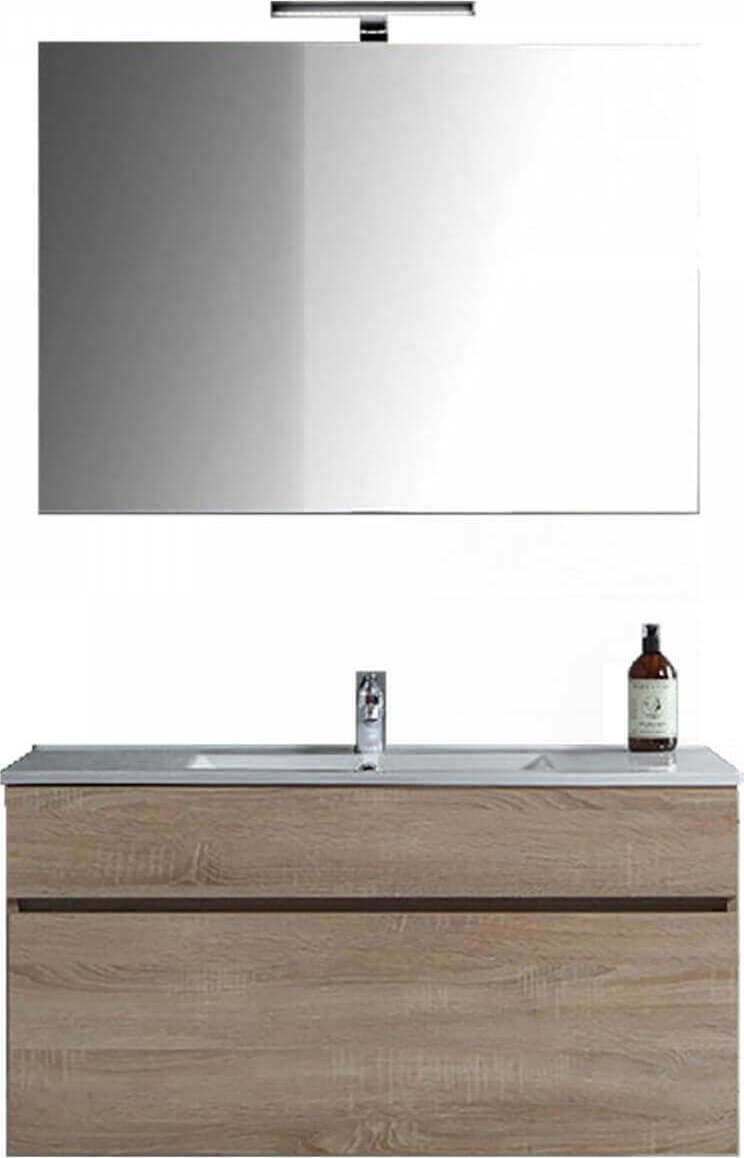 Mobile Bagno Sospeso Con Lavandino Integrato in Rovere Chiaro Set Mobiletto Bagno Design Moderno Con Lavabo E Specchio Inclusi Casa e cucina/Bagno/Mobili da bagno/Mobiletti e armadietti/Mobili a muro Shopbagno.it - Roma, Commerciovirtuoso.it