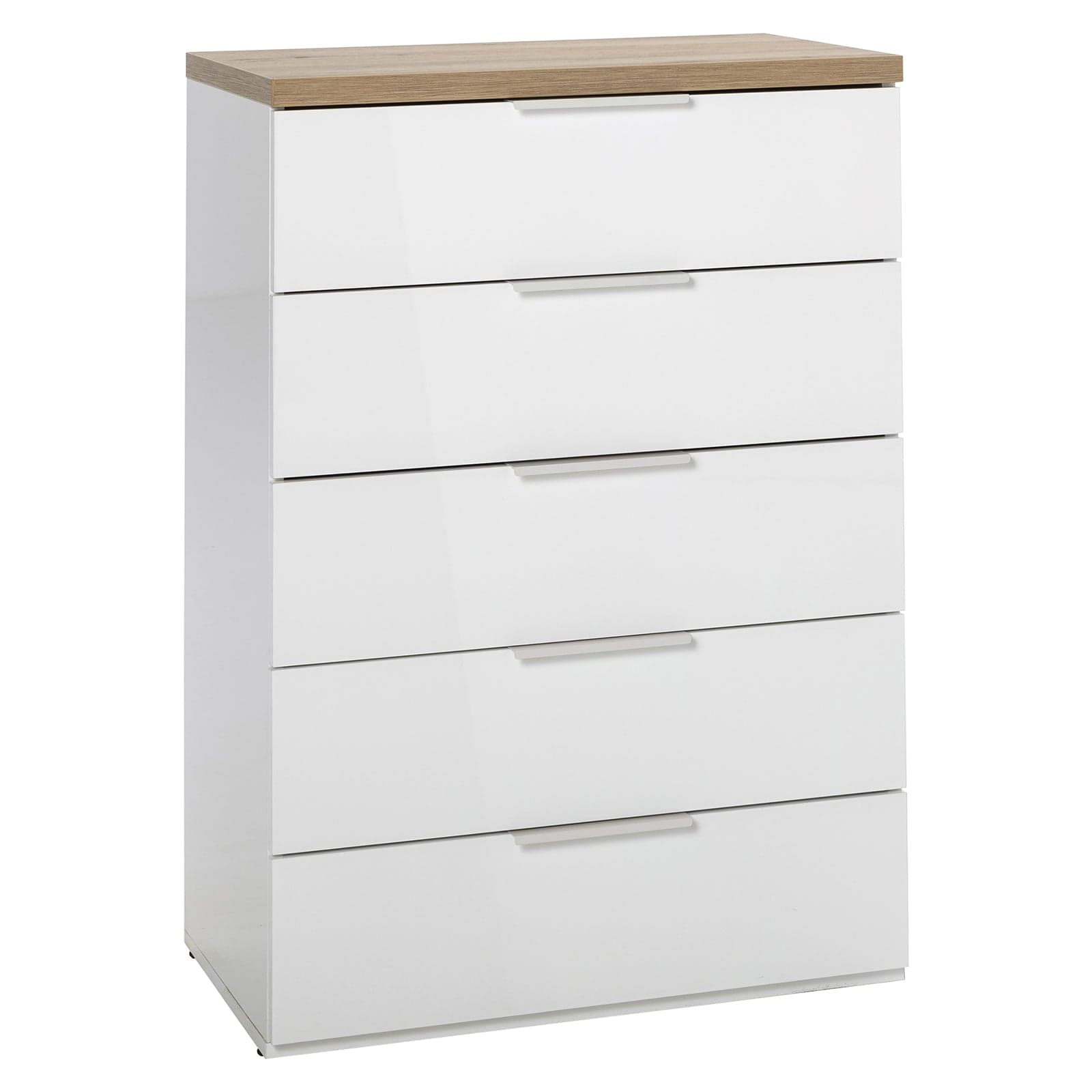 Cassettiera multiuso "Mundi" con 5 cassetti rovere e Bianco h 102 cm in Cassettiere Decor Space - Altamura, commercioVirtuoso.it