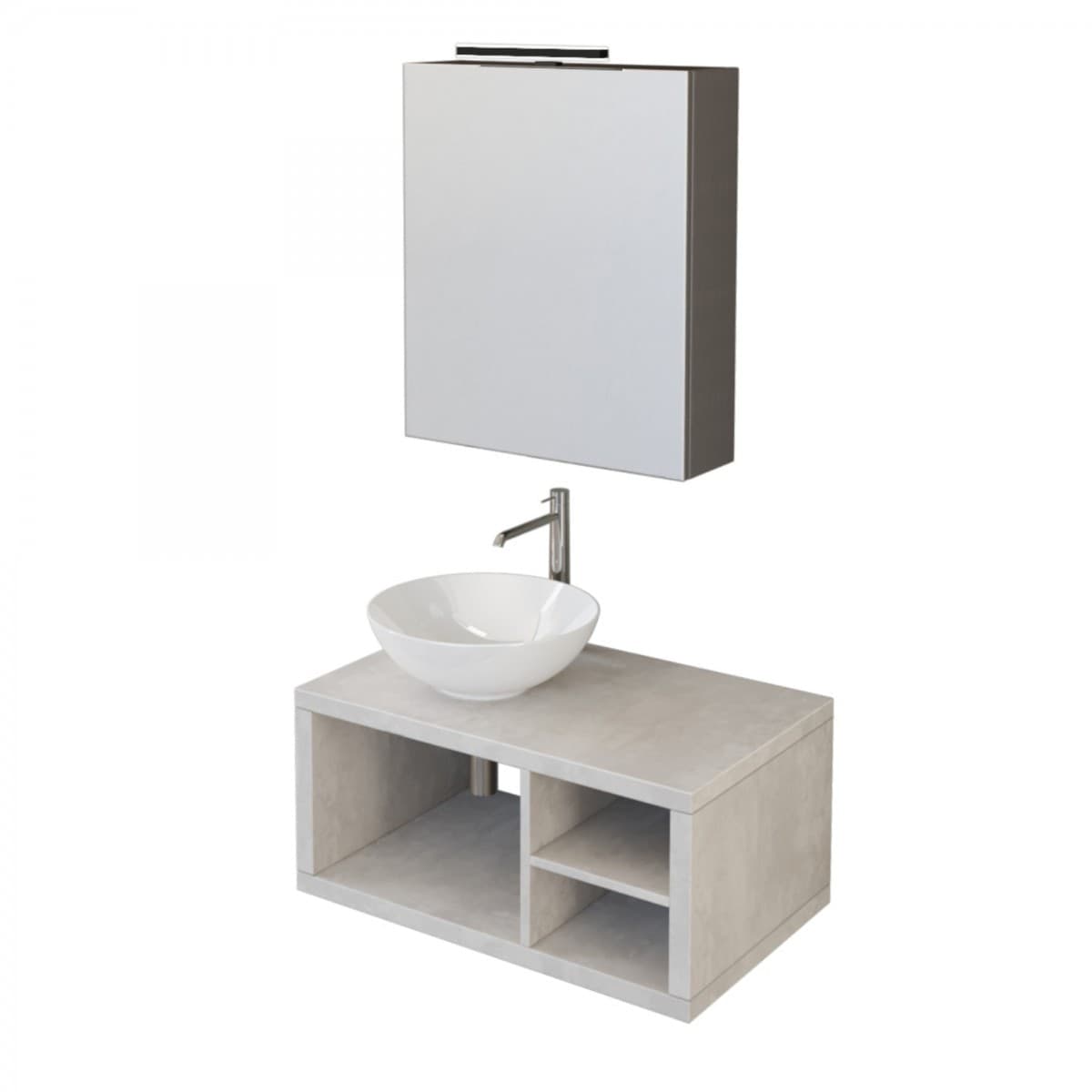 Mobile-da-Bagno-Grigio-Cielo-80cm-sospeso-con-tre-vani-contenitori-a-vista-e-specchio-contenitore