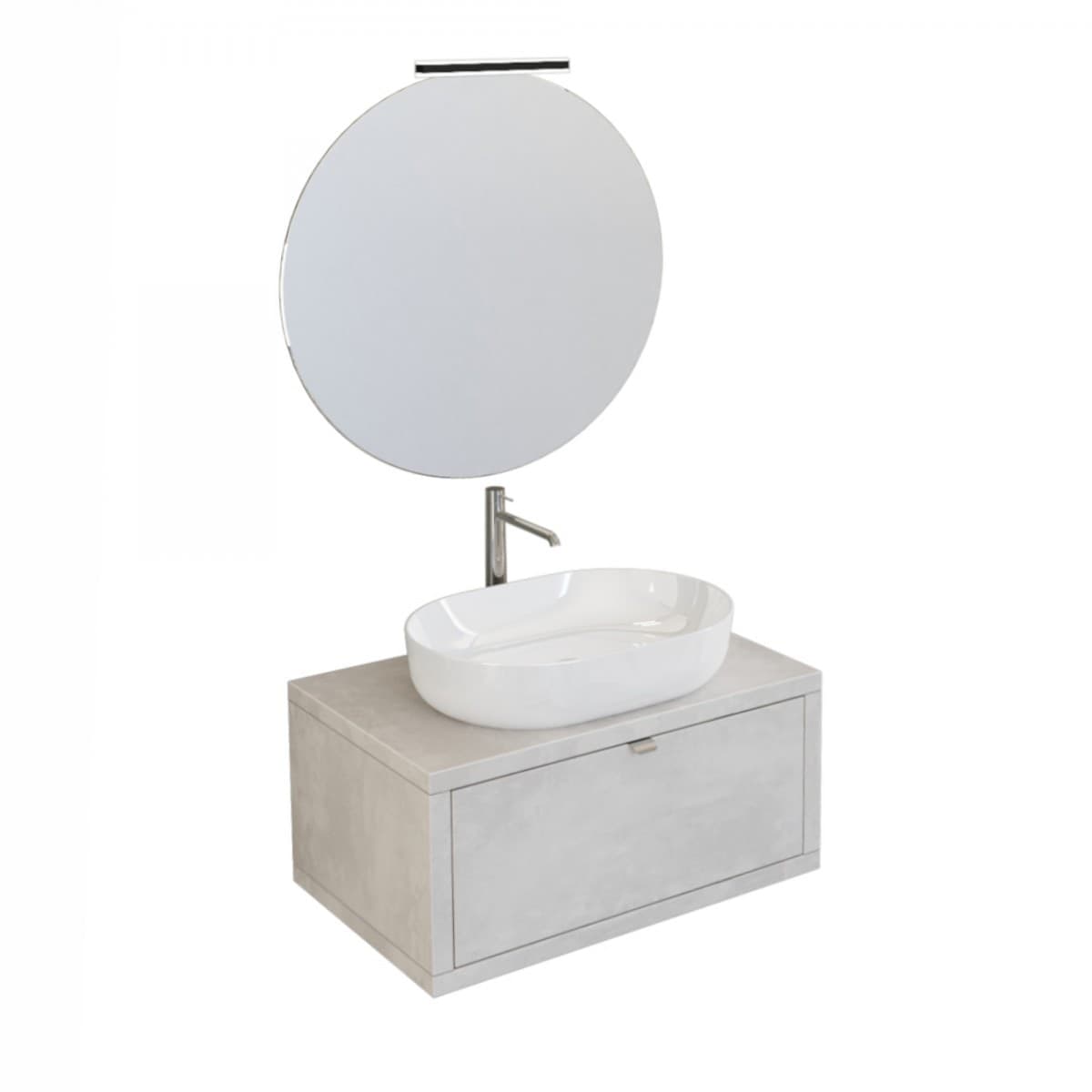 Mobile-da-Bagno-sospeso-Grigio-cemento-80cm-con-cassetto,-specchio-e-luce-Domus
