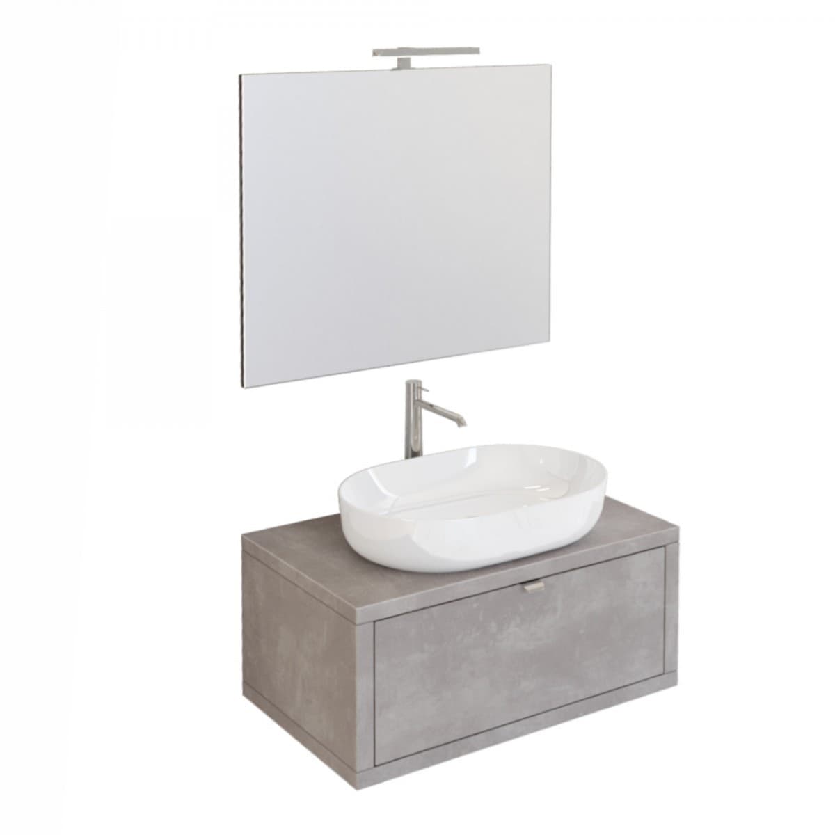 Mobile-da-Bagno-sospeso-Grigio-scuro-80cm-con-cassetto,-specchio-e-luce-Domus