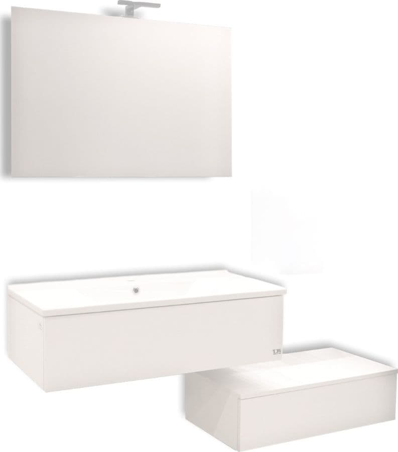 Mobile da bagno sospeso Wonder Bianco con lavabo specchio MADE IN ITALY Casa e cucina/Bagno/Mobili da bagno/Mobiletti e armadietti/Mobili a muro Ogomondo - Martina Franca, Commerciovirtuoso.it