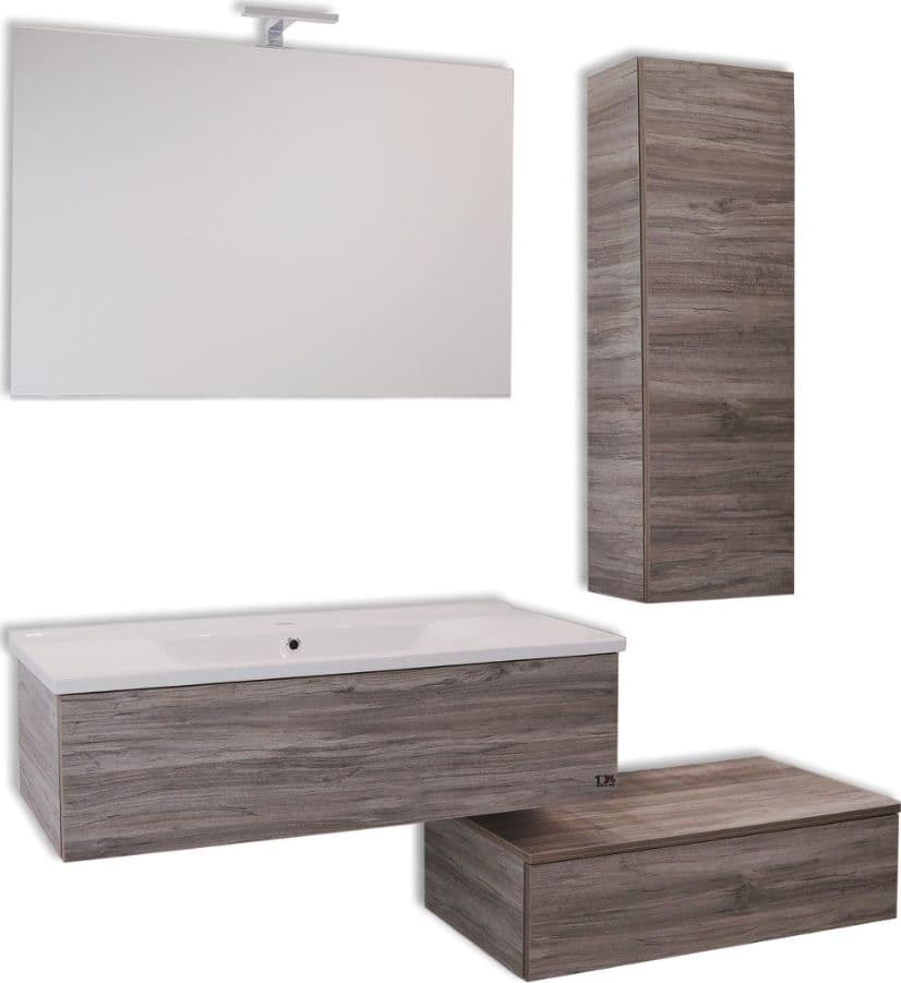 Mobile da bagno sospeso Wonder Cenere con lavabo specchio e Pensile Fai da te/Attrezzature per cucine e bagni/Attrezzature per bagni/Lavandini bagno/Lavabi Ogomondo - Martina Franca, Commerciovirtuoso.it